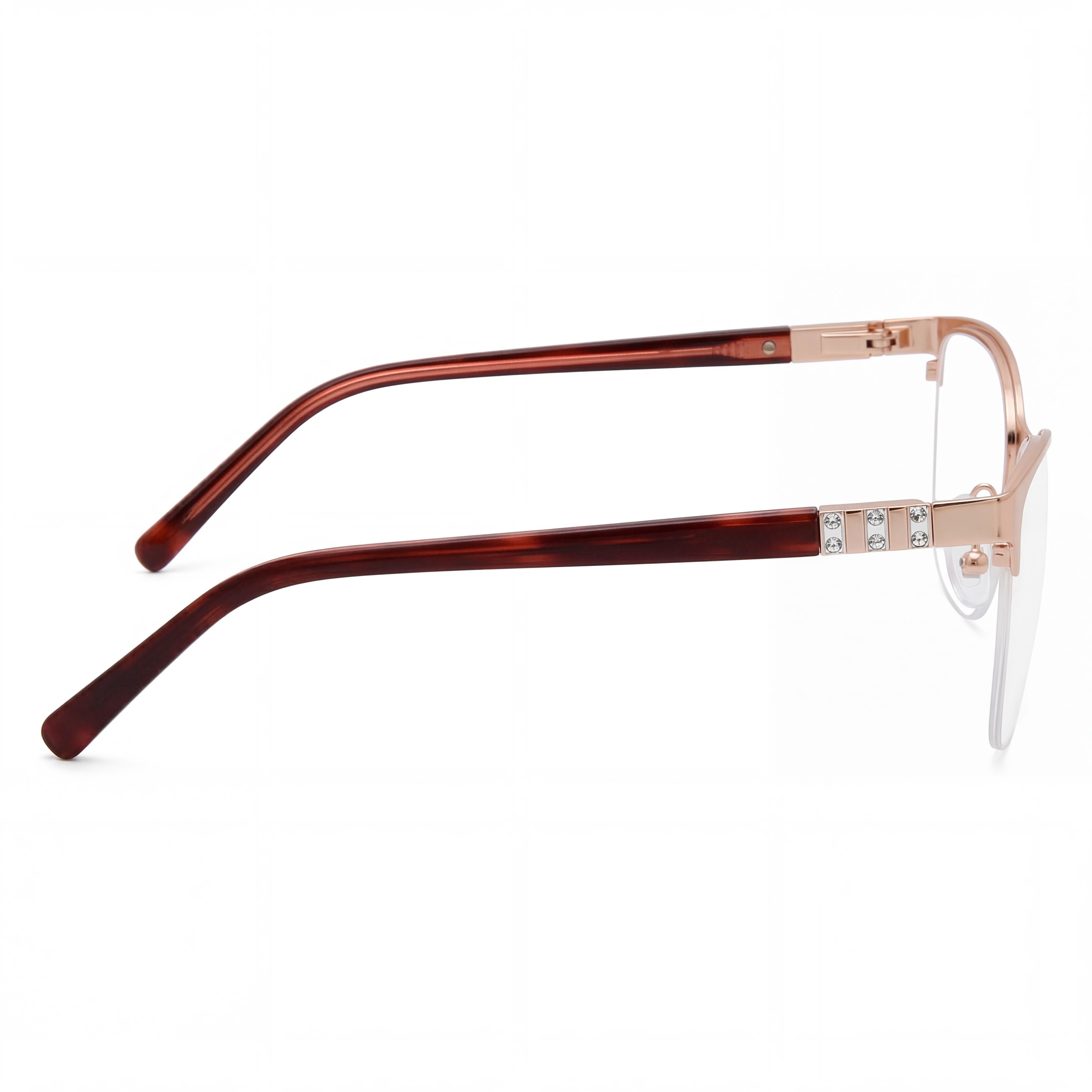 Gafas de metal color oro rosado Jones New York Vjon501 para mujer, con ancho de lente de 53 mm, ancho de puente de 16 mm y largo de patilla de 140 mm, Photo 2