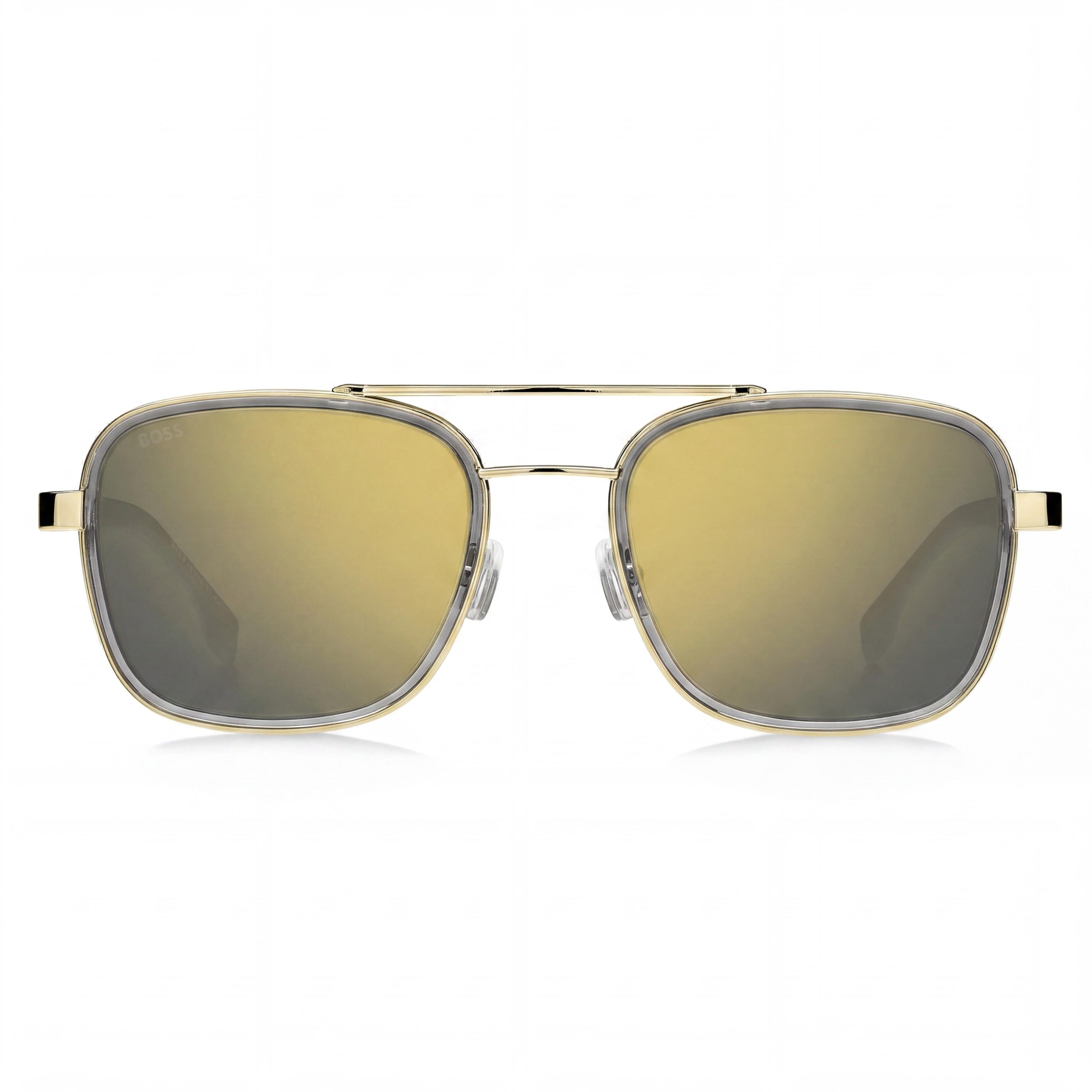 Gafas de sol Hugo Boss Boss 1486/S de metal cuadradas de doble puente para mujer, marco dorado gris, Copa del Mundo, protección UV dorada gris, 54 mm, Photo 2