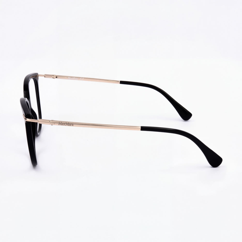 MaxMara Casual Women's Shiny Black Plastic Frame Eyeglasses with Transparent Plastic Lenses 54-15-135