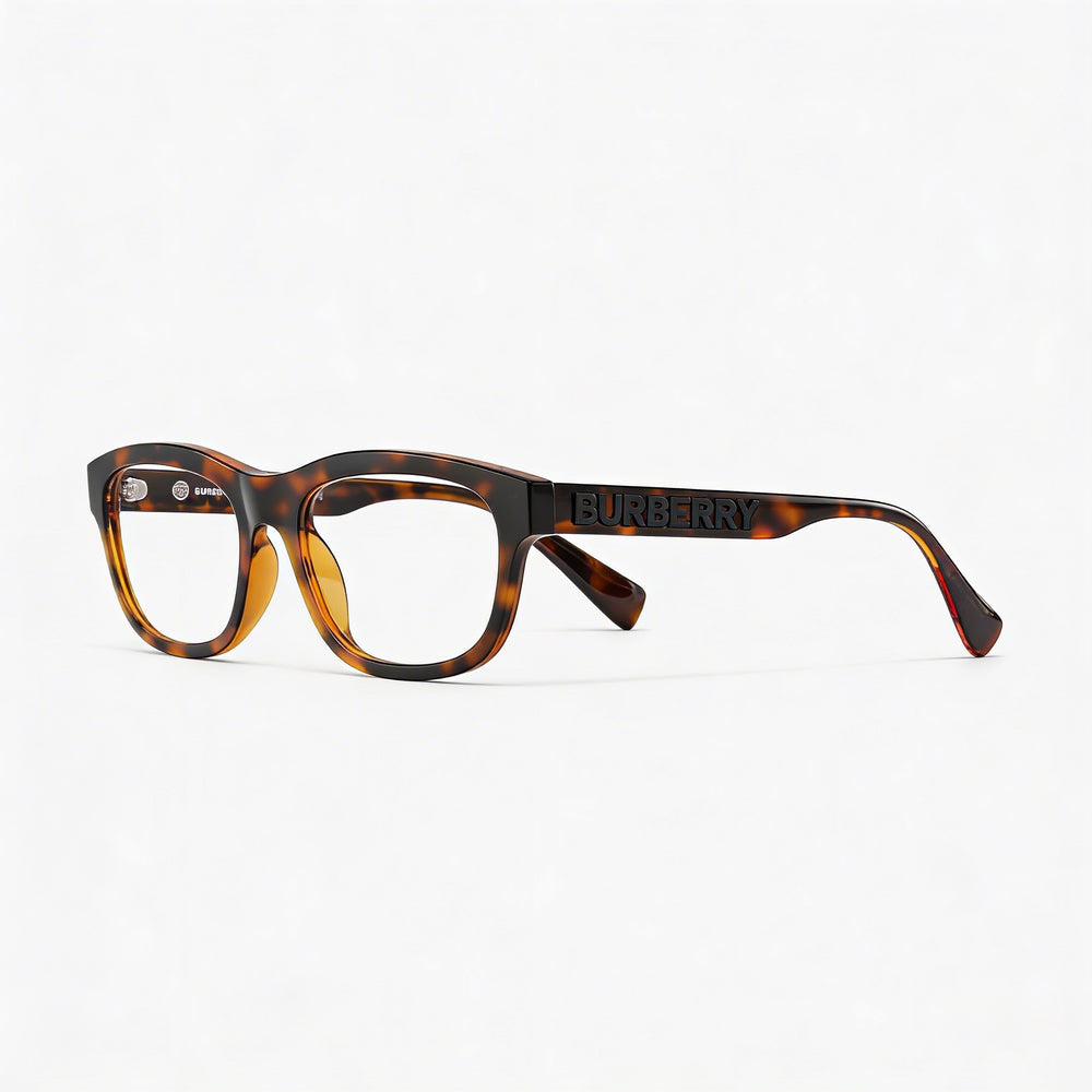 BURBERRY Men's Dark Havana Optical Eyeglasses Frames with Transparent Demo Lenses, Ready for Custom Prescription Lenses