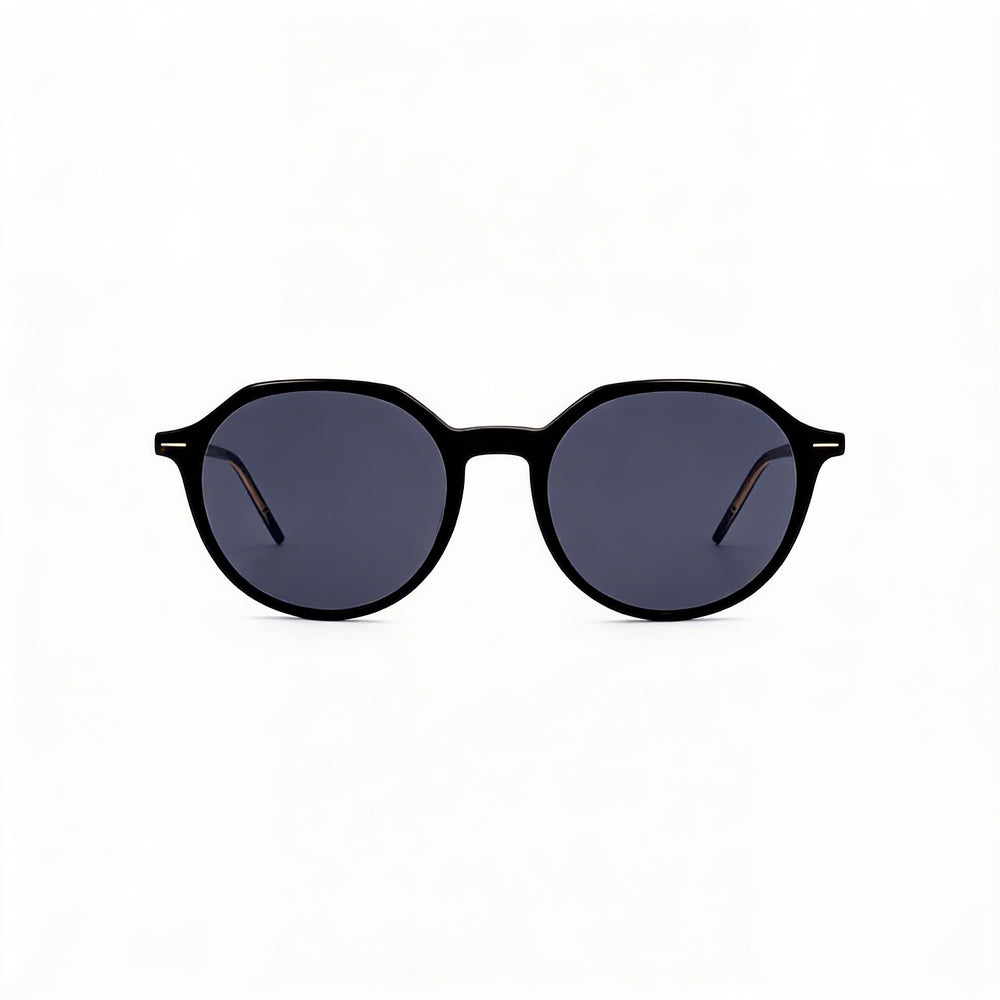 Gafas de sol ligeras y minimalistas Hugo Boss para mujer, montura de acetato de cristal negro y gris con lentes grises, 51 mm