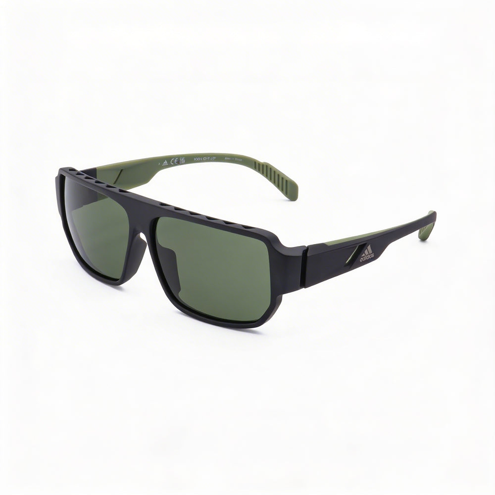 Gafas de sol adidas Sp0038 para hombre con protección UV y montura de plástico en verde negro mate (ancho de lente de 61 mm)