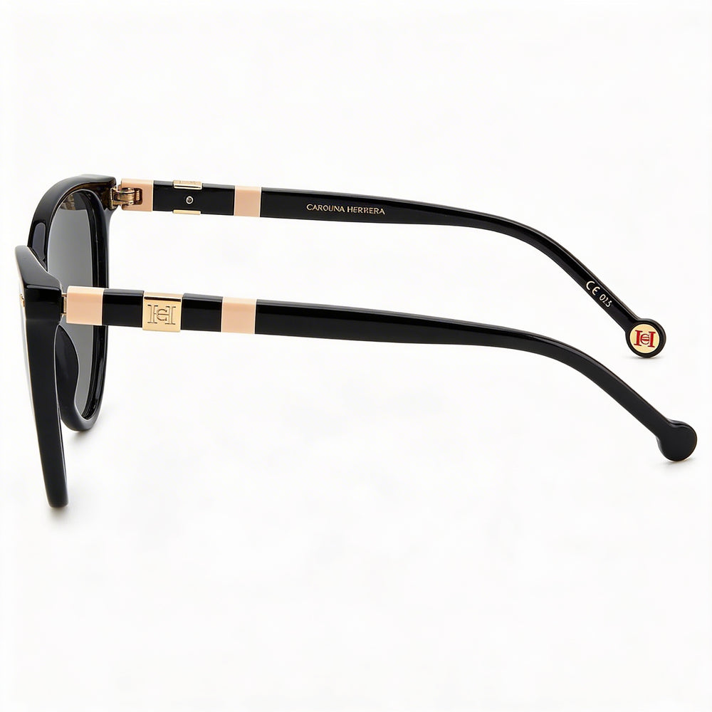 Carolina Herrera HER-0107/S Gafas de sol casuales para mujer de plástico negro, nude y gris con protección UV de 57 mm