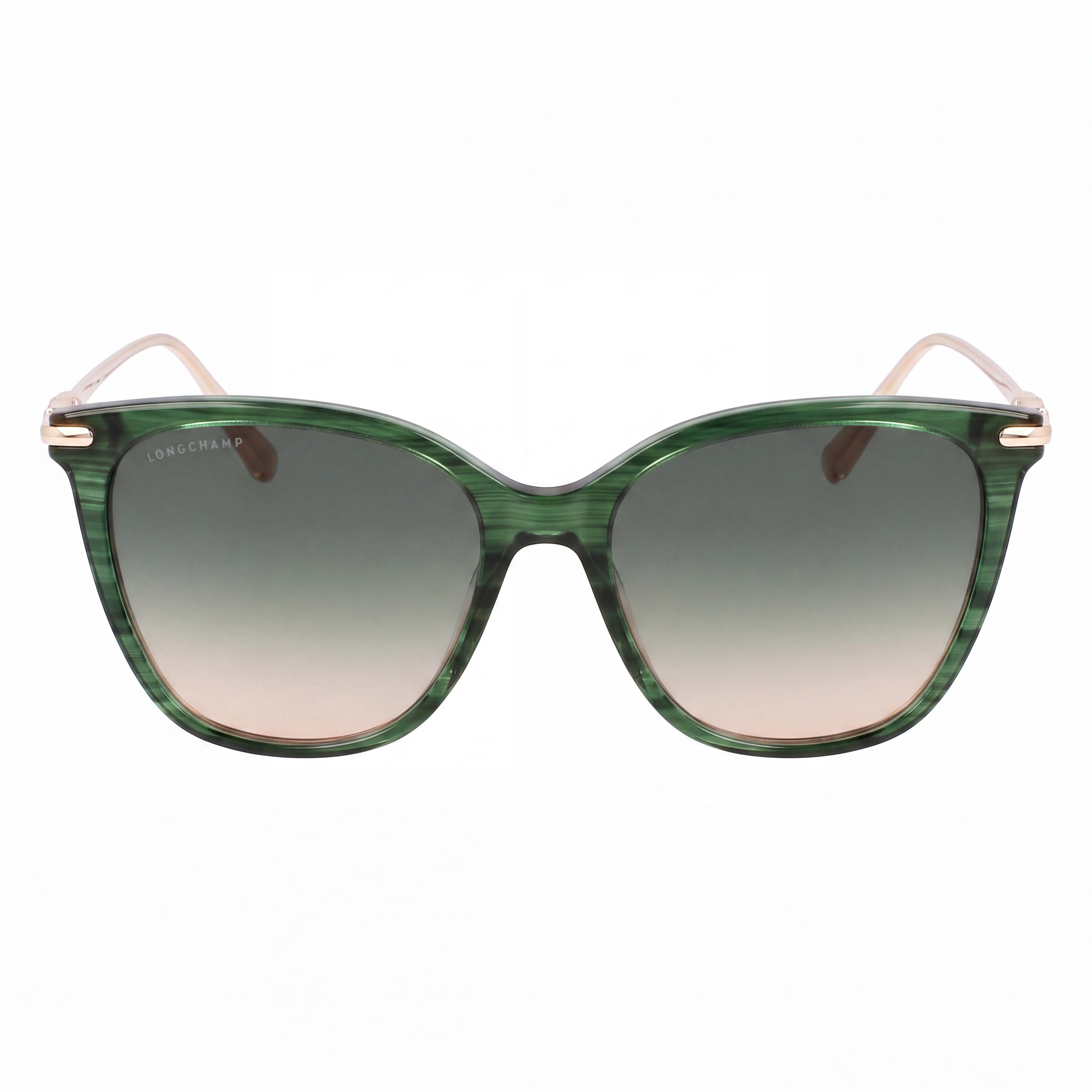 Longchamp Casual Women's Striped Green Acetate UV 400 Non-Polarized Grey Lens Sunglasses 55-17-145, Photo 2
