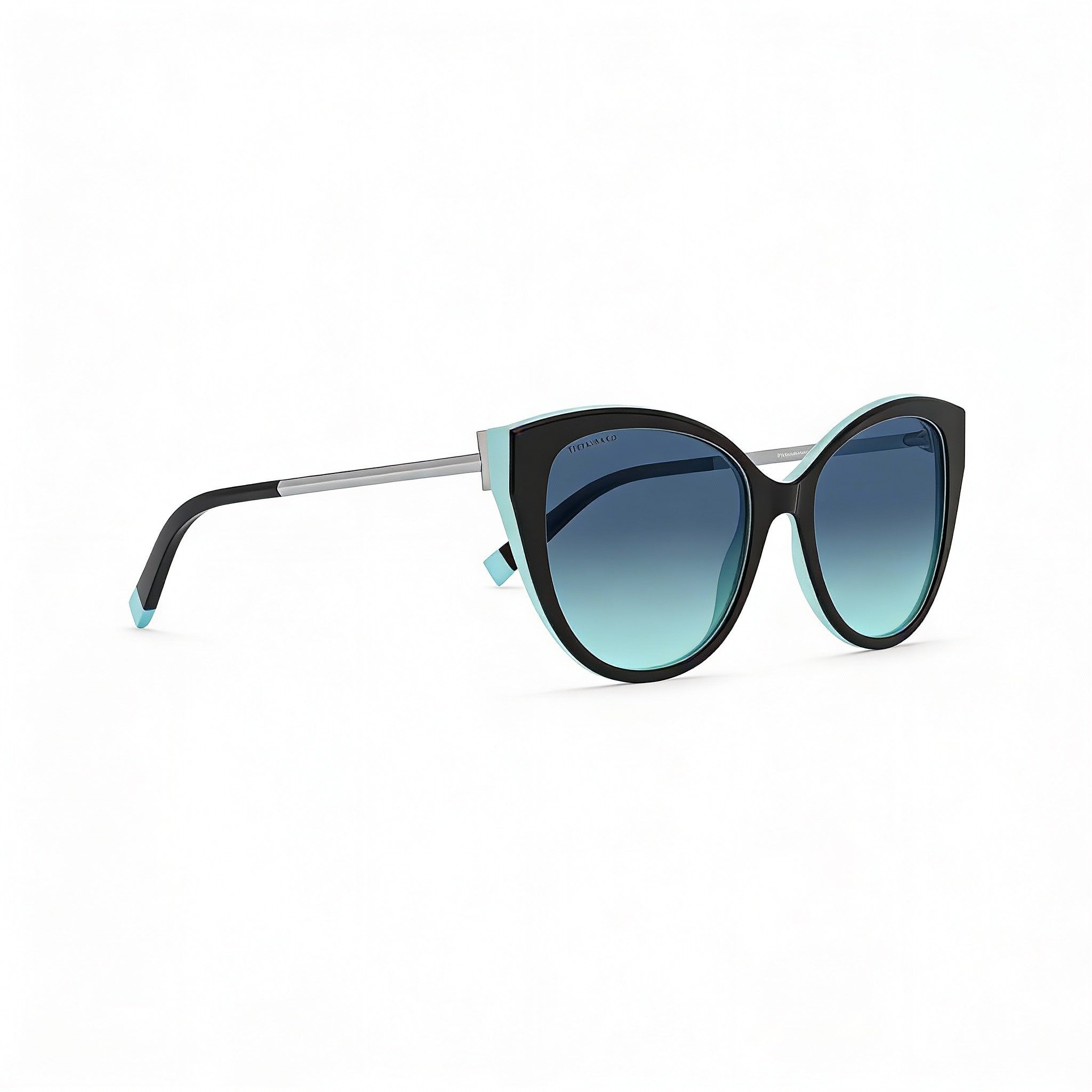 Tiffany & Co. TF 4166 Women's Plastic Cat Eye Sunglasses Black Blue Frame Blue Gradient UV400 55mm, Photo 3