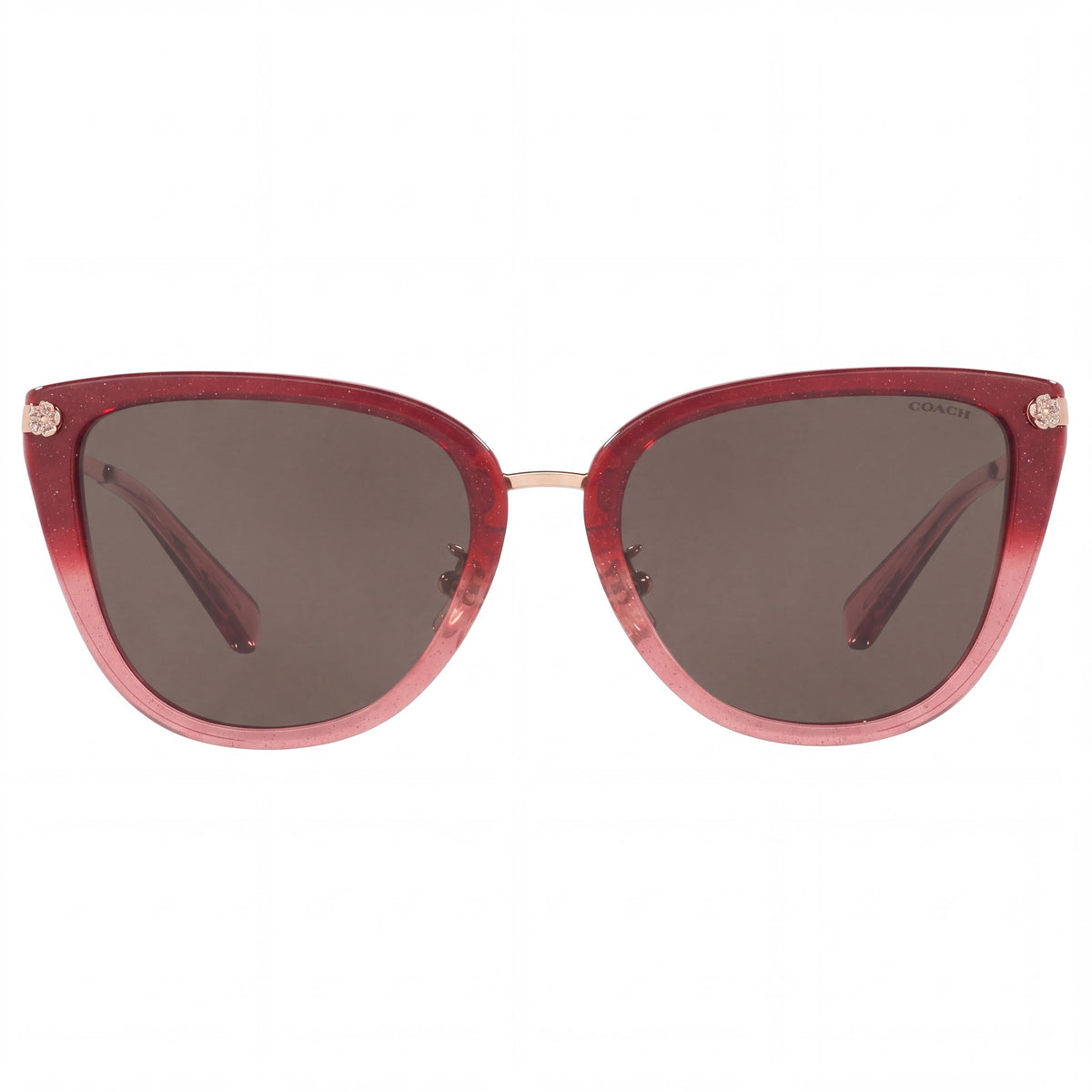 Coach Hc 8276 Women's Classic Composite UV Protection Sunglasses in Grey, Burgundy Glitter Gradient with Smoke Lenses 56-19-140, Photo 2