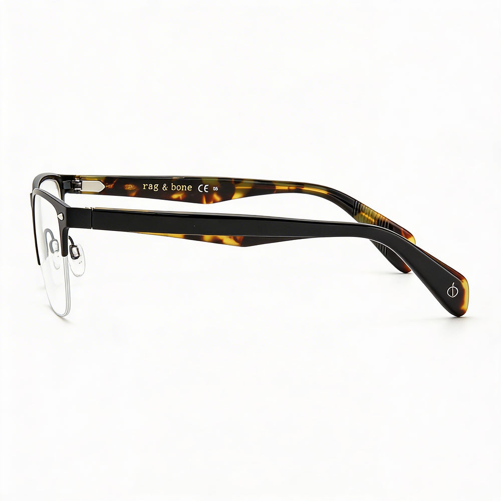 Rag & Bone Rnb 7019 Unisex Sunglasses with Alloy Steel Frame, Matt Black Lenses, 54mm