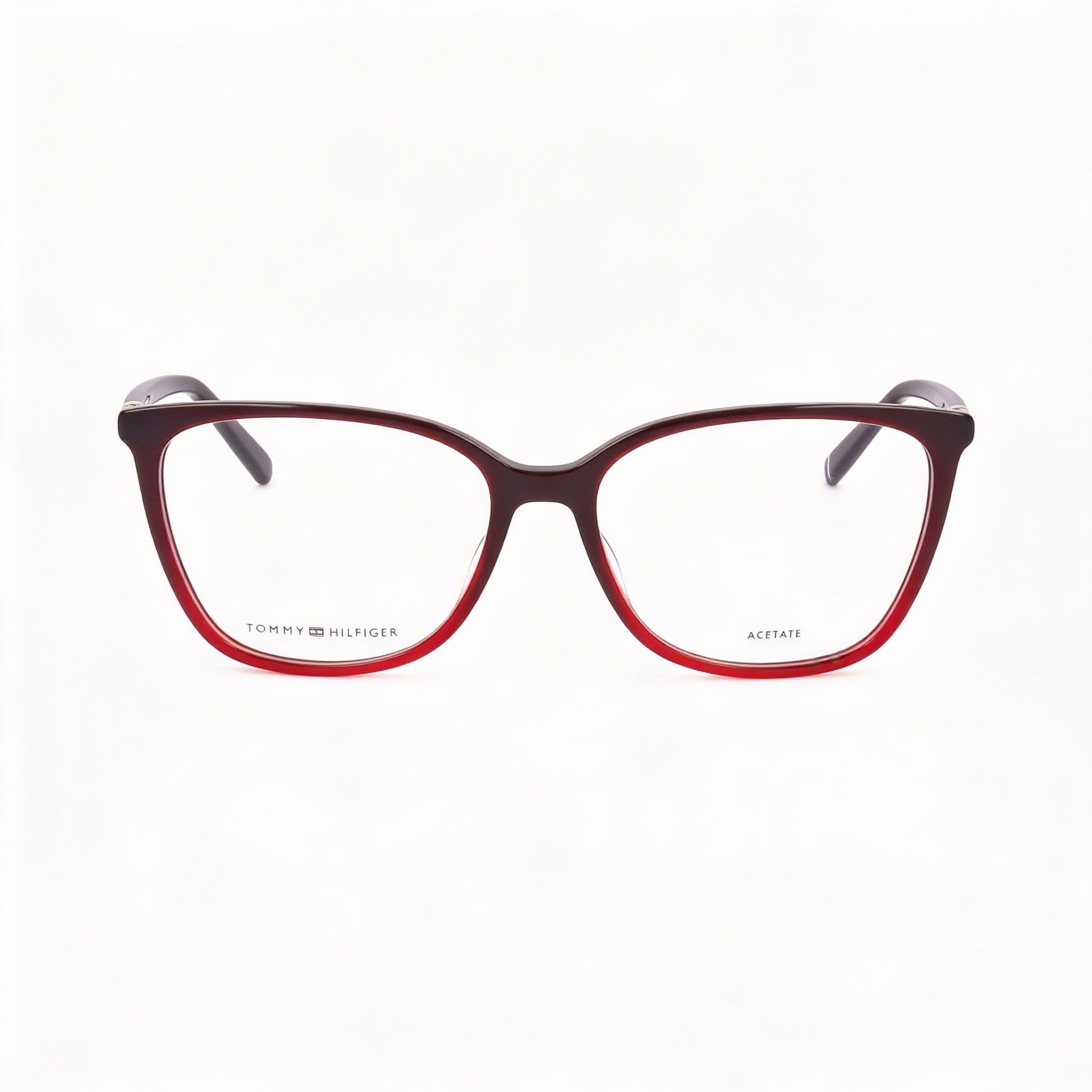 Tommy Hilfiger Modern Unisex Eyeglasses with a Burgundy Red Acetate Frame and 55mm Lens Width, Photo 3