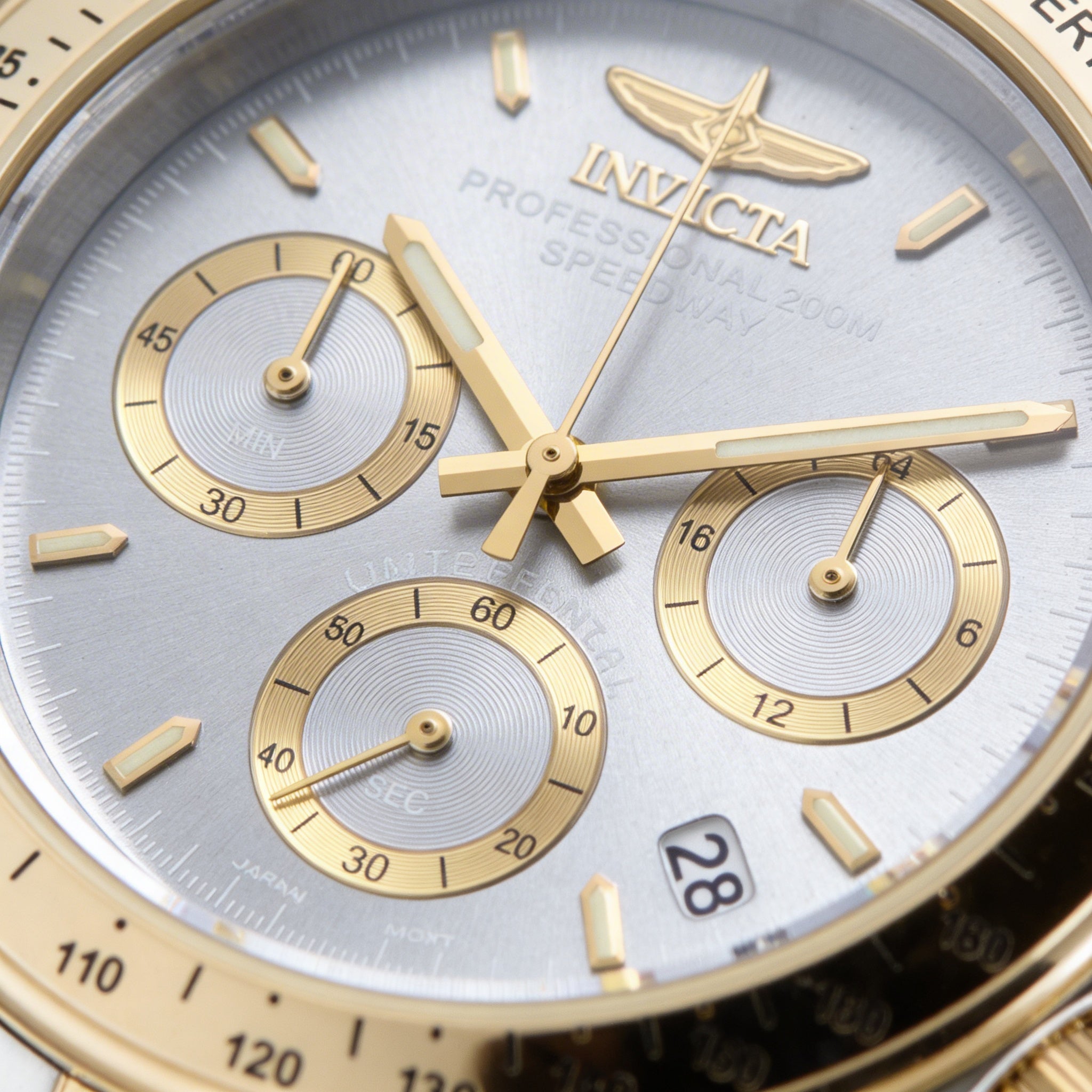 Reloj cronógrafo de cuarzo unisex Invicta Speedway ILE9212A, caja de acero inoxidable plateada, esfera gris, 39 mm, Photo 2