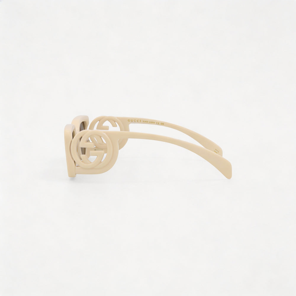 Gafas de sol Gucci para mujer, cuadradas o rectangulares, de plástico inyectado con montura y lentes en gris marfil, 54 mm