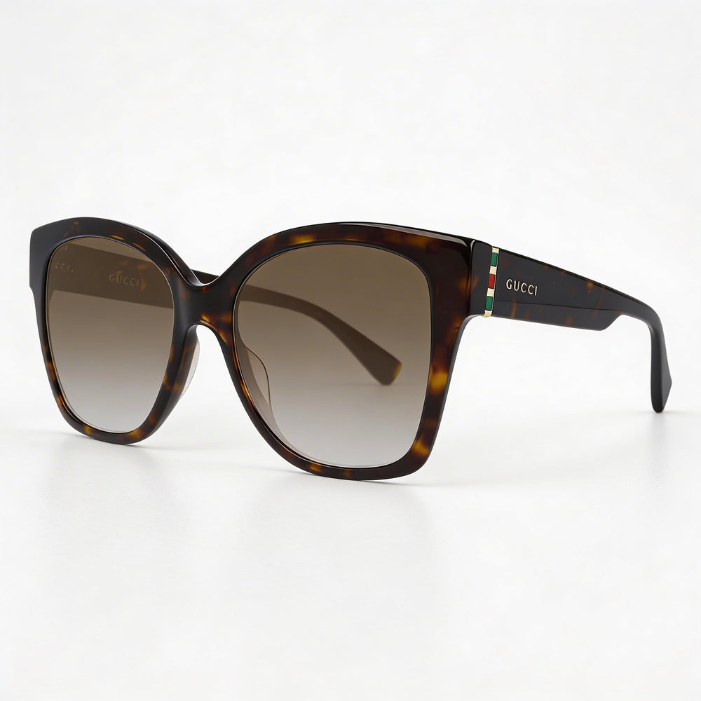 Gucci Glam Women's Dark Havana Brown Shaded Non-Polarized UV Protection Sunglasses, 54mm Lens
