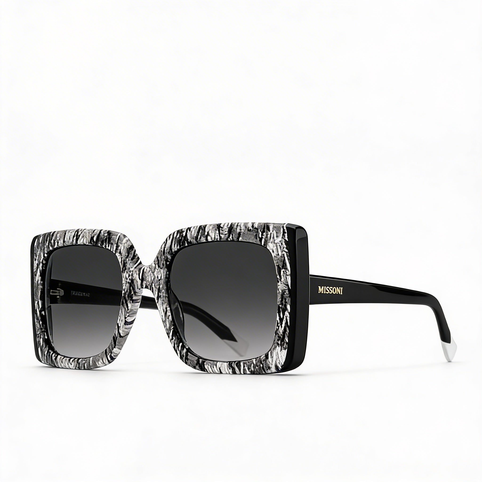 Missoni Classic Women's Acetate Non-Polarized Sunglasses, Black Pattern Frame, Dark Grey Gradient Lens, 54mm, Photo 2