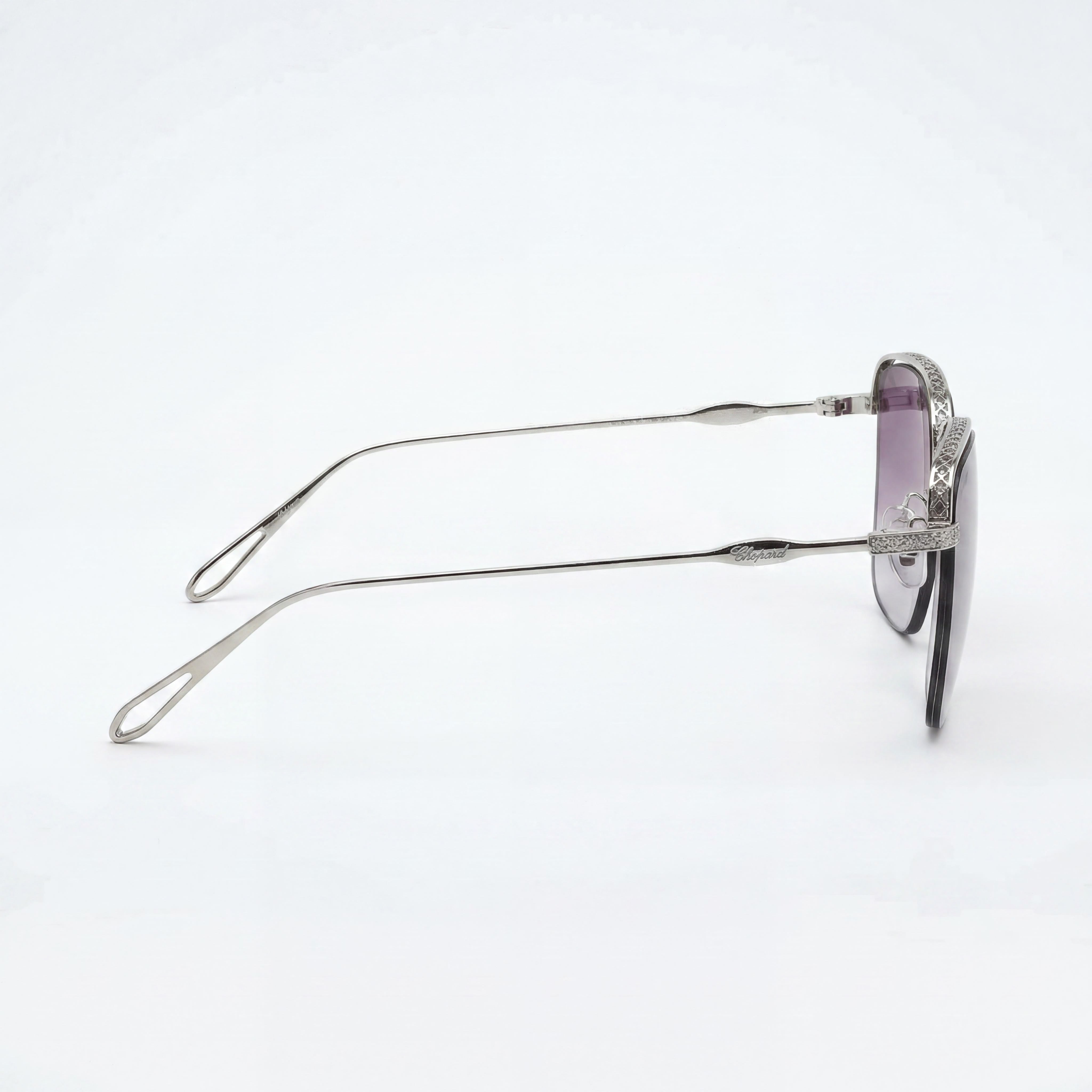 Chopard Schd45s Women's UV Protection Eyewear featuring a Silver Plastic Frame and Acetate Lenses, Photo 3
