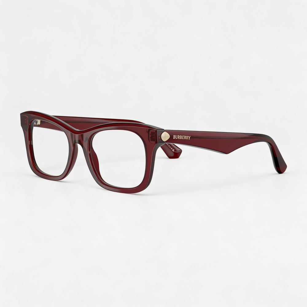 BURBERRY Unisex Classic Red Eyeglasses with Red Frame, Featuring Clear Demo Lenses, Ready for Custom Prescription Lenses