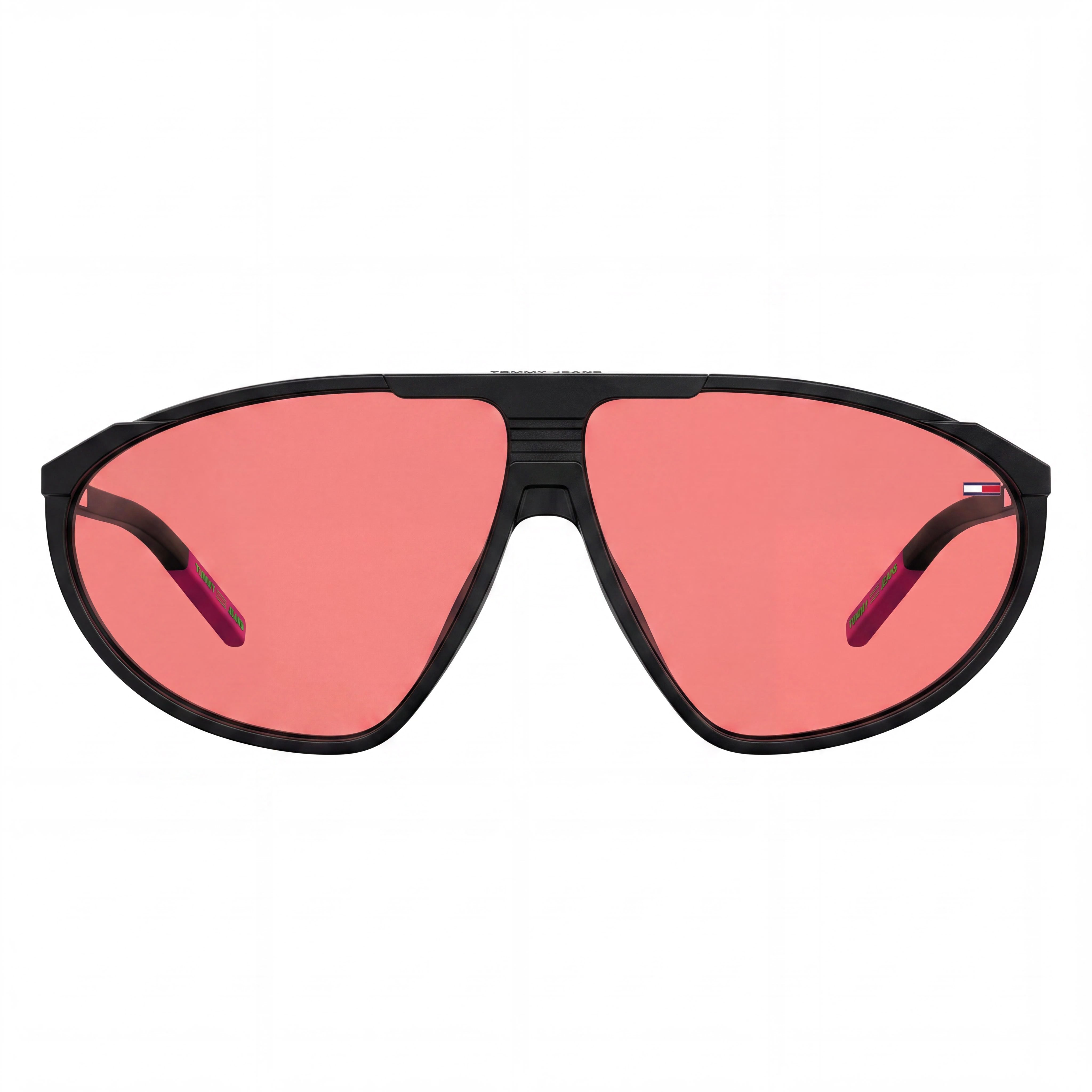 Tommy Hilfiger Classic Unisex Polyamide Frame Sunglasses, Black/Dark Pink, Pink Lenses, UV Protected, 65-9-140, Photo 2