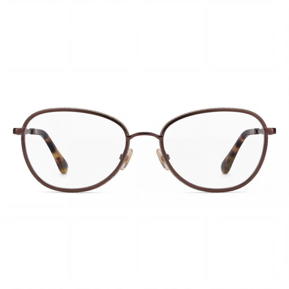 Gafas ópticas ovaladas para mujer JIMMY CHOO Crystal & Glitter, metal marrón con adornos de cristal, 54 mm