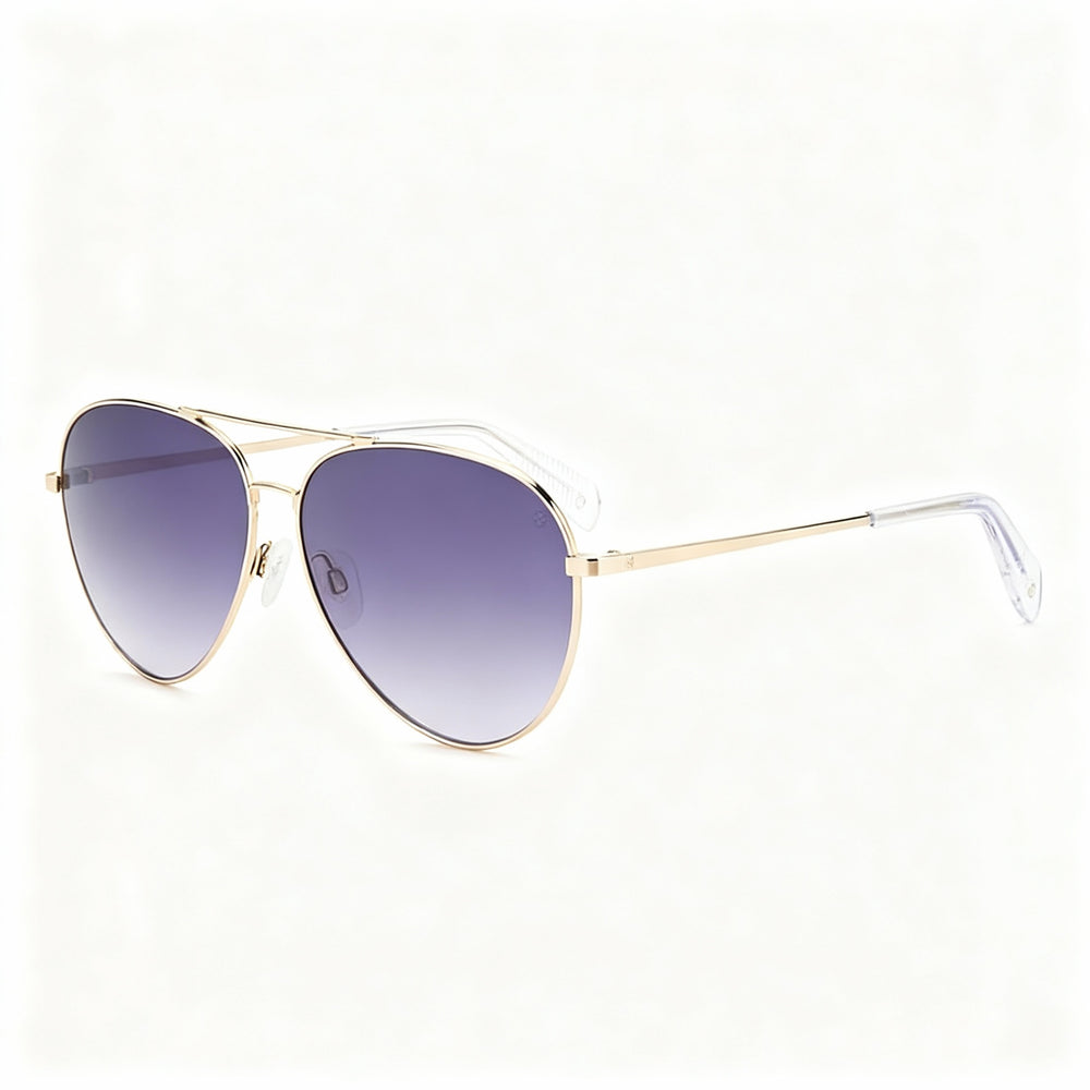 rag & bone RNB5052/G/S Unisex Gold Grey Stainless Steel Casual UV Protected Non-Polarized Grey Lens Sunglasses 59mm