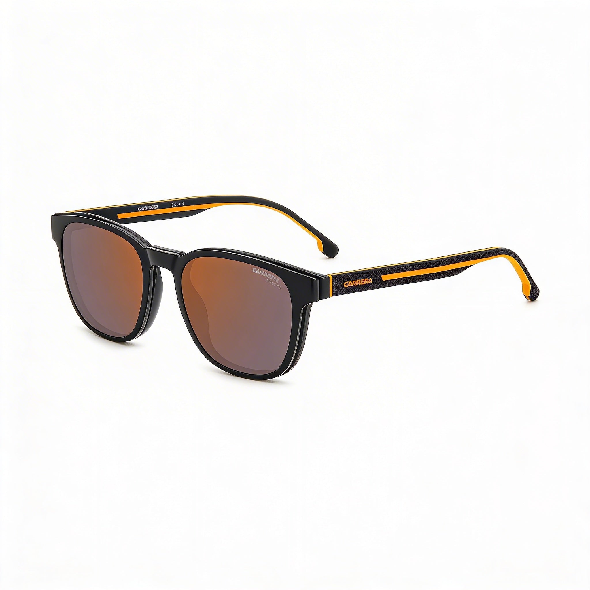 Gafas de sol Carrera Modern para mujer, de policarbonato negro y naranja, con protección UV y lentes multicapa rojas de 51 mm, Photo 3