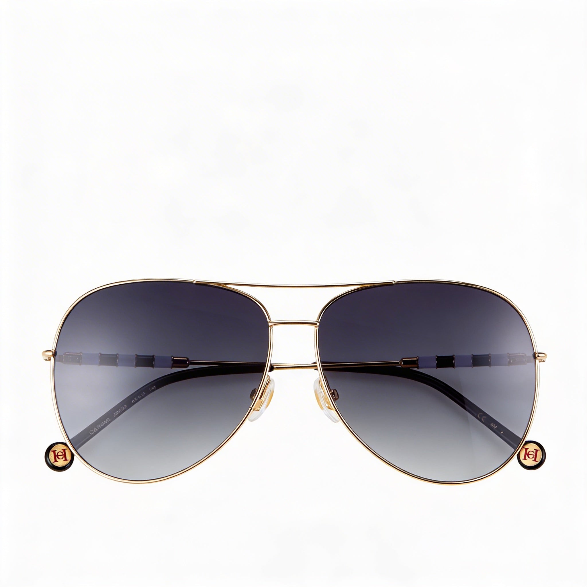 Carolina Herrera Ch 0034/S Women's Grey Shaded Stainless Steel Frame Gold Lenses 100% UV Protection Sunglasses 64mm, Photo 3