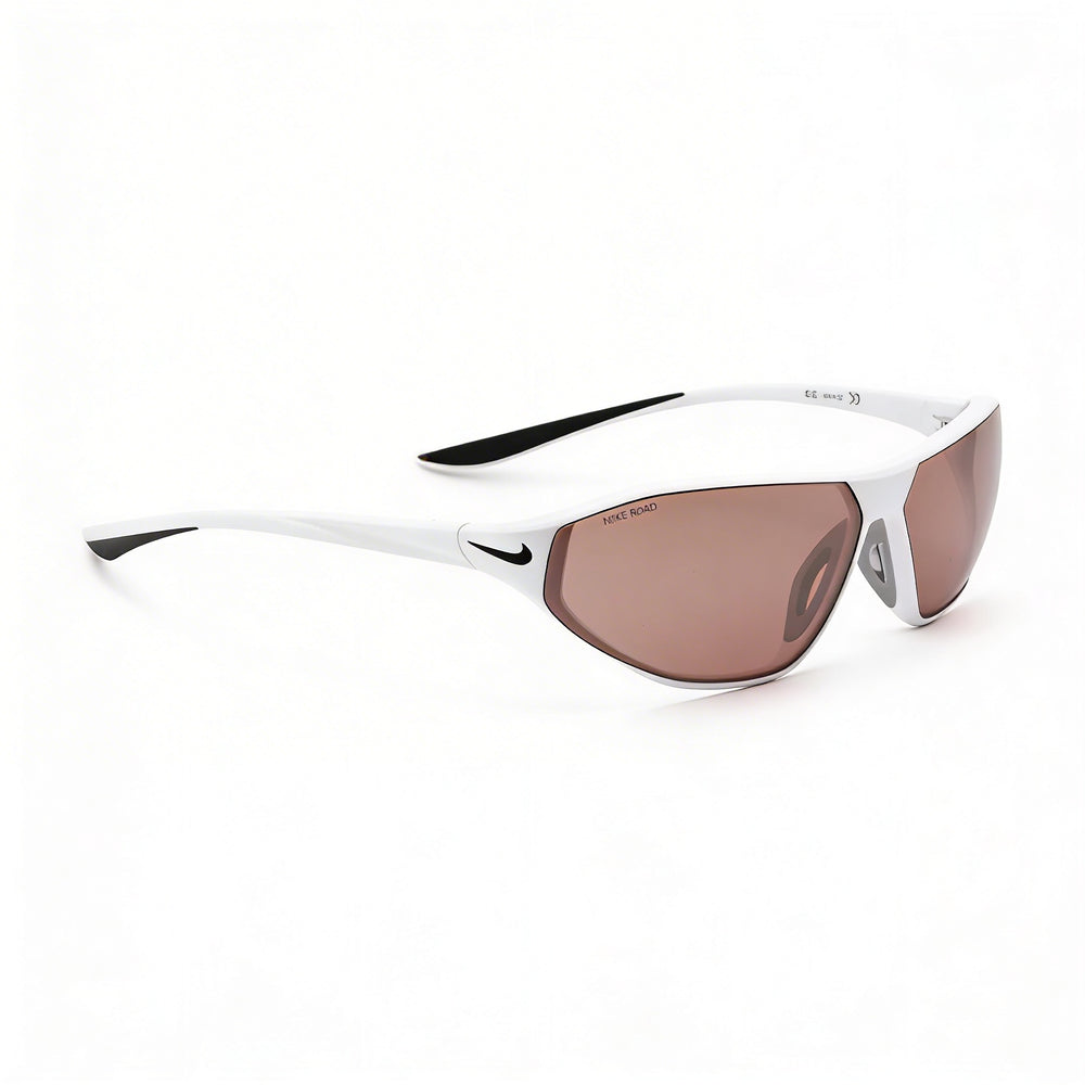 Gafas de sol Nike Shield para hombre, montura de plástico blanca de 65 mm, lentes Road Tint, 100 % protección UV
