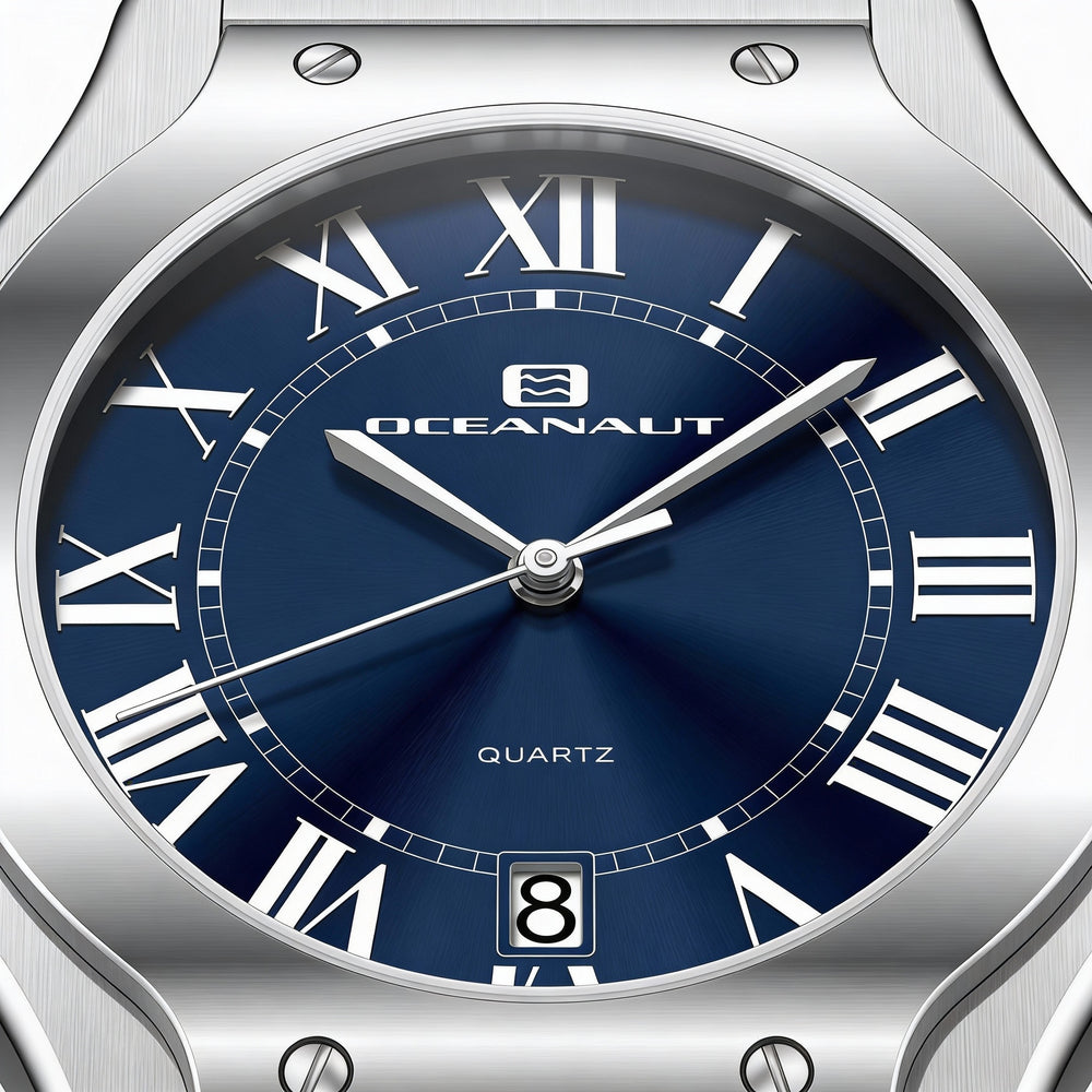 Reloj Oceanaut para mujer con movimiento de cuarzo, acero inoxidable, esfera azul y resistente al agua.