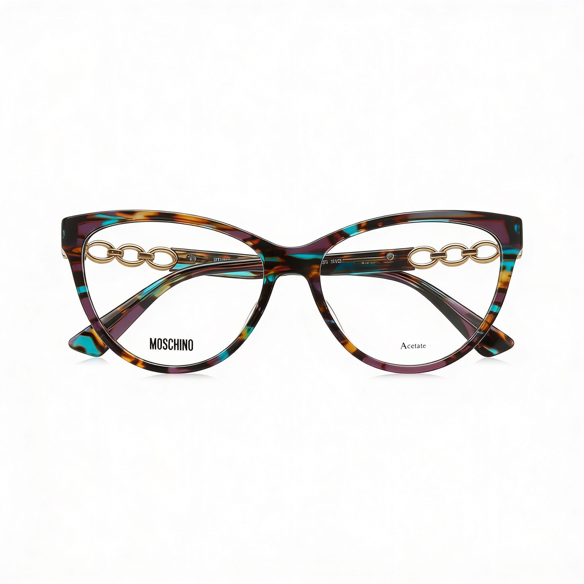 Moschino MOS589 Women's Modern Butterfly Plastic Burnished Blue Havana Non-Polarized 53mm Eyeglasses, Photo 3