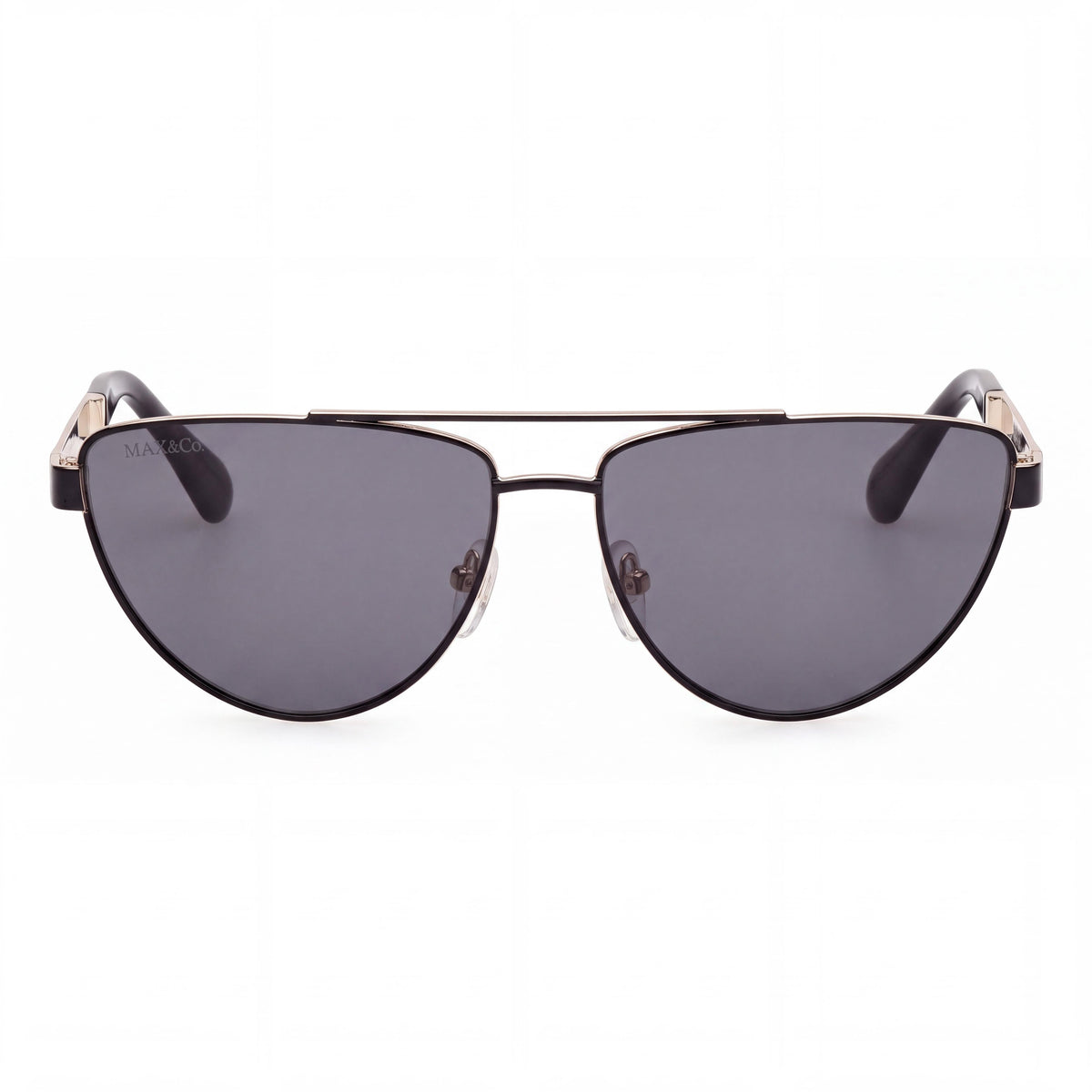 Gafas de sol informales para mujer Max & Co. con montura de metal negro brillante y protección UV 400, ancho de lente de 57 mm, Photo 2