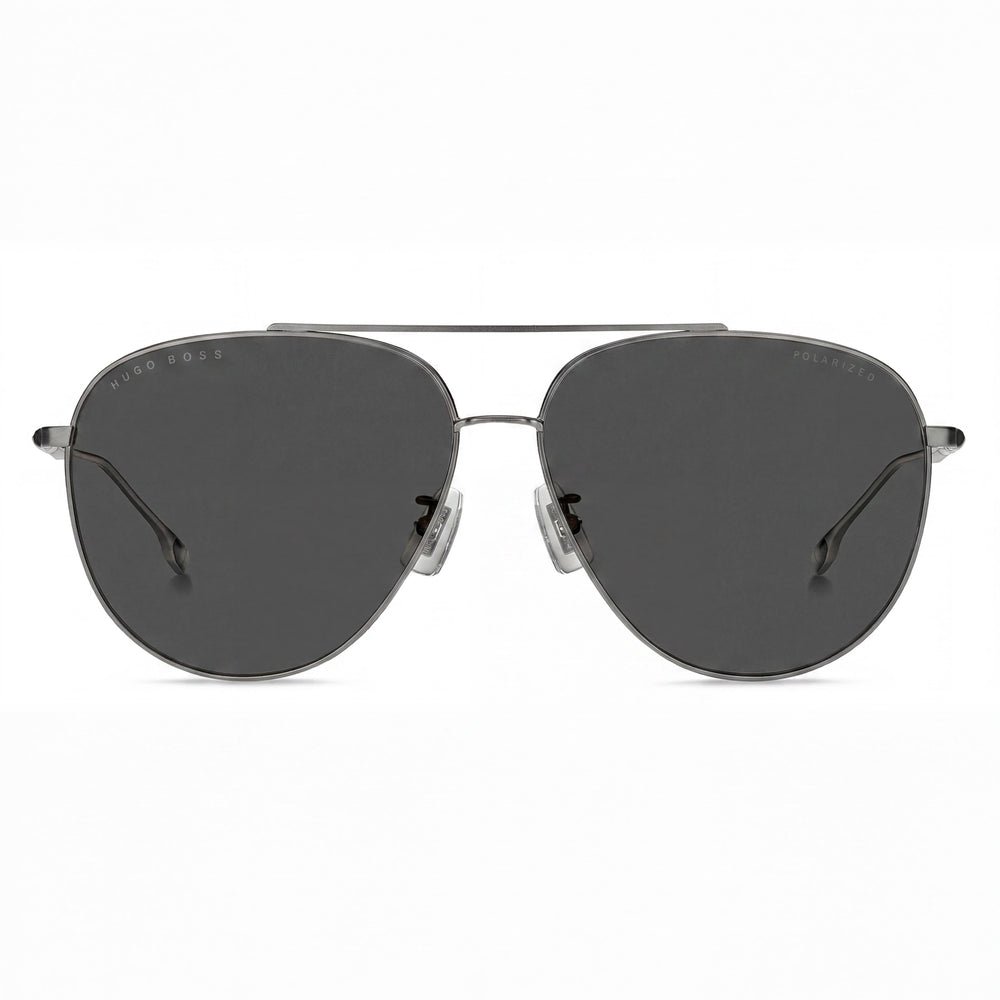 Gafas de sol Hugo Boss 1296/F/S para hombre, de acero inoxidable, color gris rutenio mate, con protección UV, 63 mm