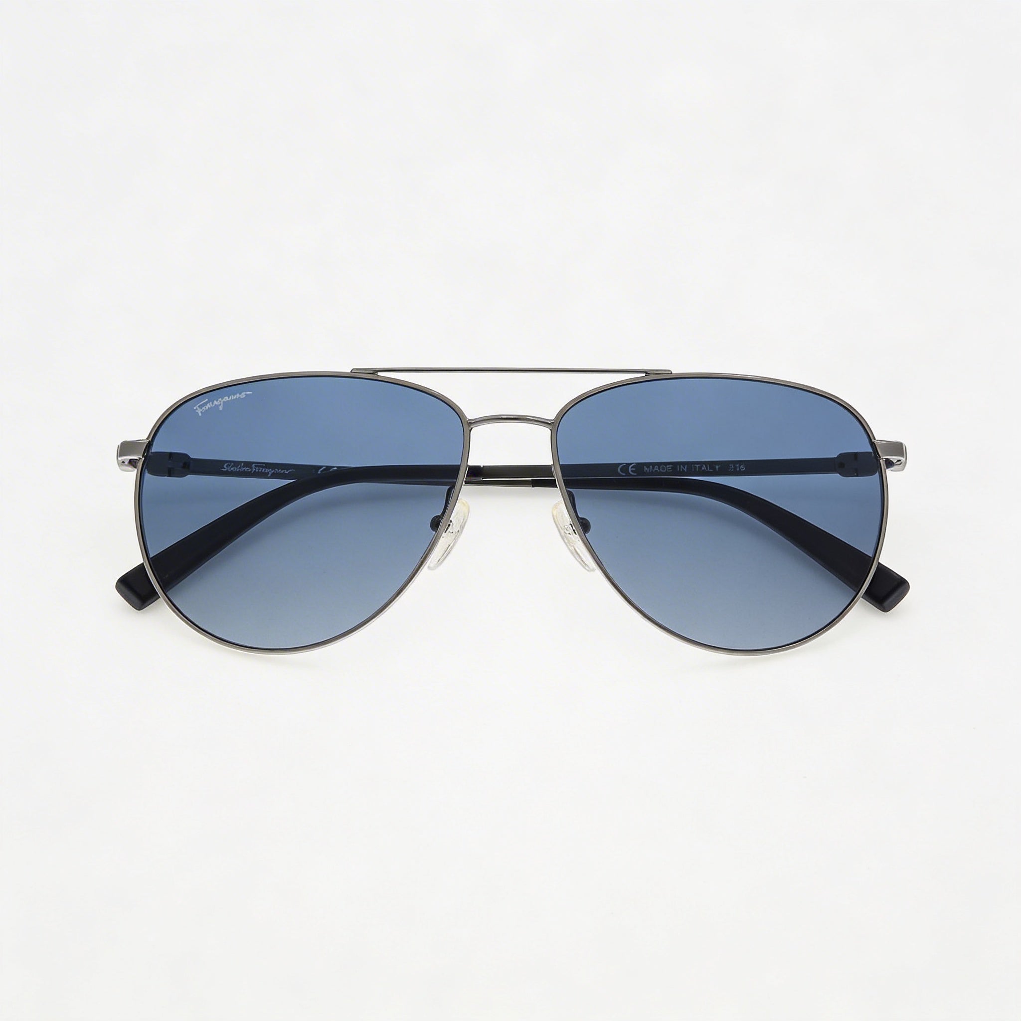 Salvatore Ferragamo Sf157s Unisex Metal Dark Gunmetal Frame Blue Lens 100% UV Protection Sunglasses 60mm, Photo 3