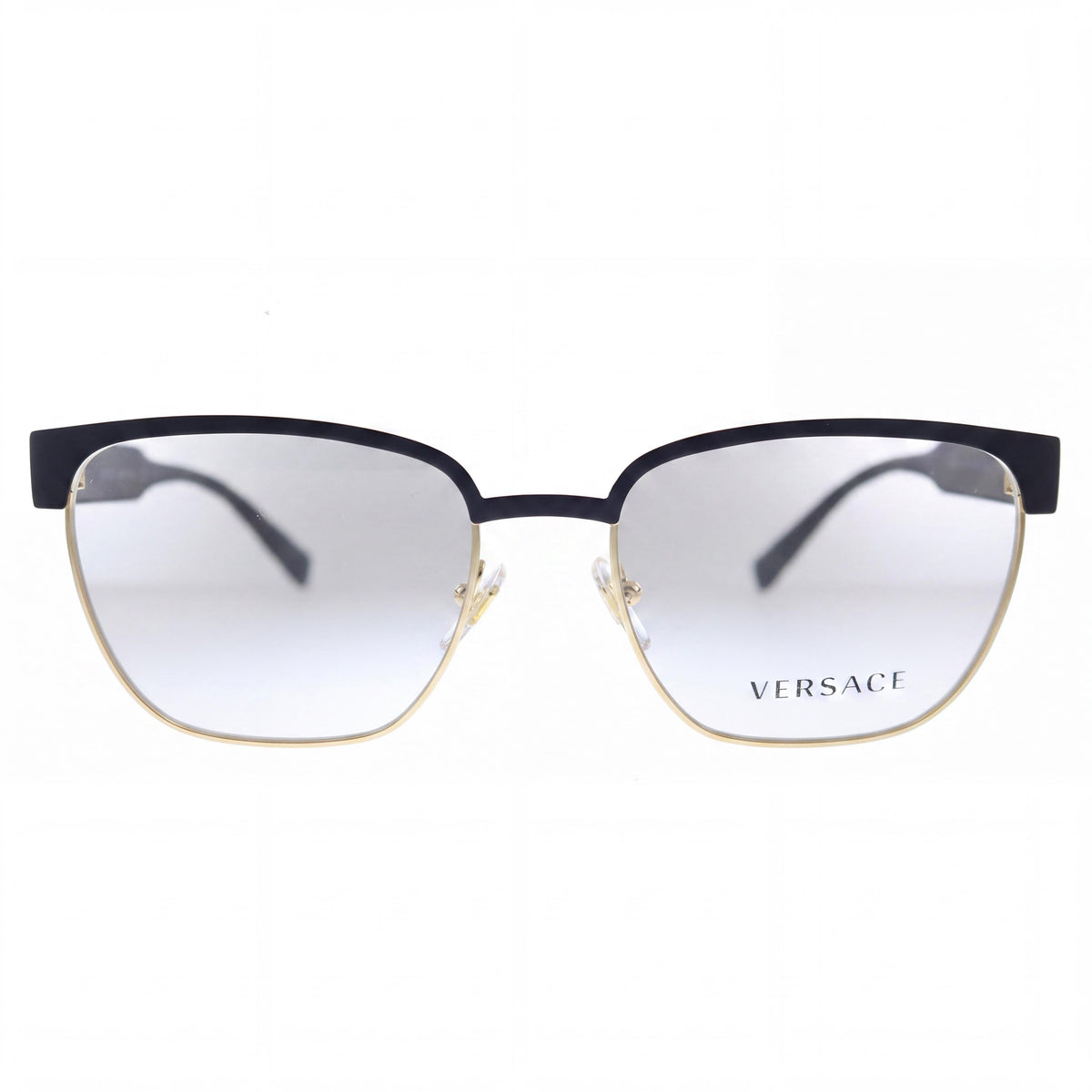 Gafas Versace Modern VE1264 Unisex con Montura Metálica Dorada y Negra Mate, Diseño Almohada, Lentes Transparentes 54mm, Photo 2