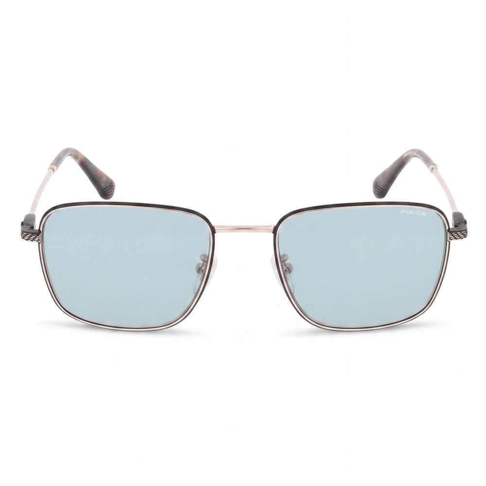 Gafas de sol Police casuales de hombre con montura de acero inoxidable en oro rosa y lentes de policarbonato, tamaño 57-19-150