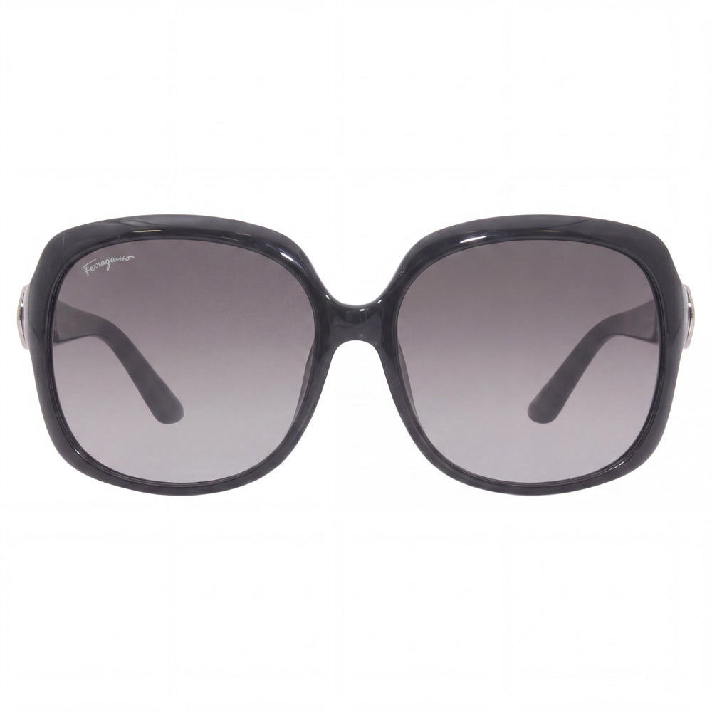 Salvatore Ferragamo Classic Women's Black Plastic Sunglasses, Grey Gradient Lenses, UV Protection, 59mm