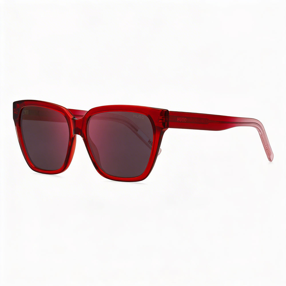Gafas de sol de acetato para mujer HUGO Contemporary en color rojo y rosa con lentes rojas no polarizadas de 56 mm