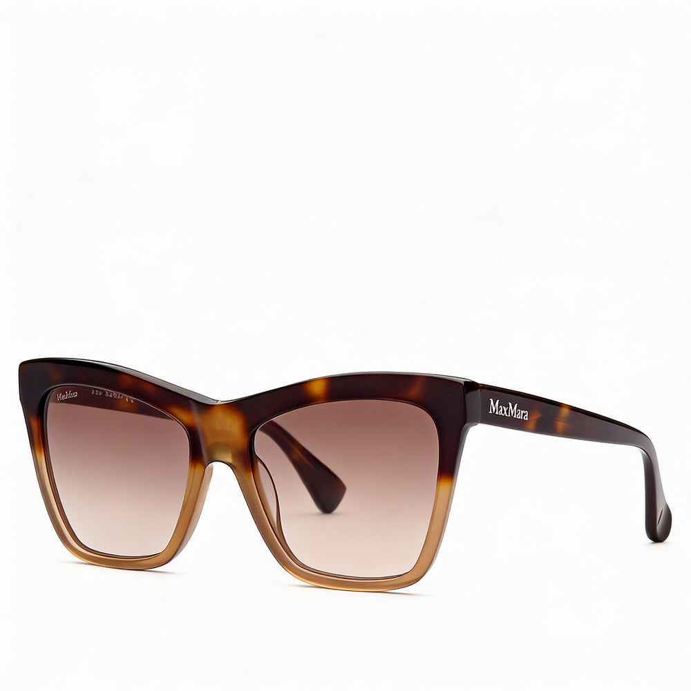 MaxMara Women's Mm0008 Logo2 Dark Havana & Brown Plastic Frame 55mm Gradient Brown UV Protection Sunglasses