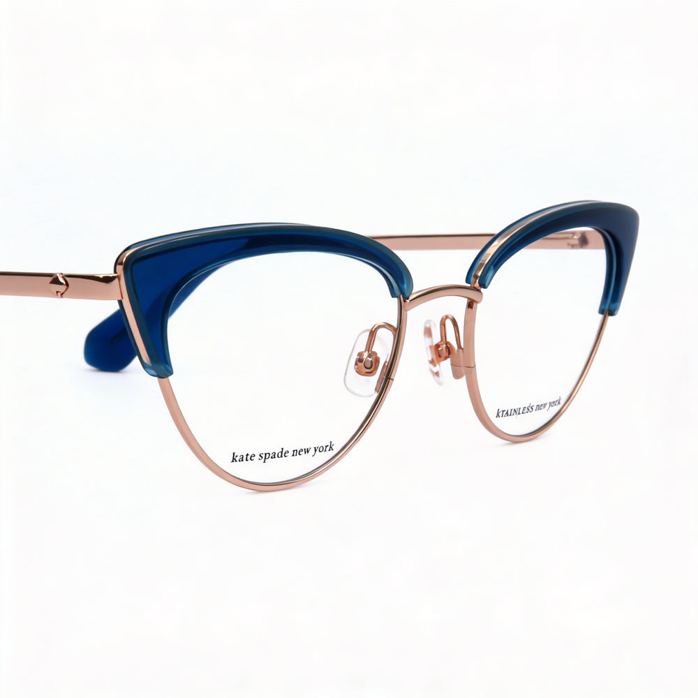 Kate Spade New York Jailyn Women's Cat Eye Metal Frame Eyewear with Clear Polycarbonate Lenses Blue Gold 50-18-39