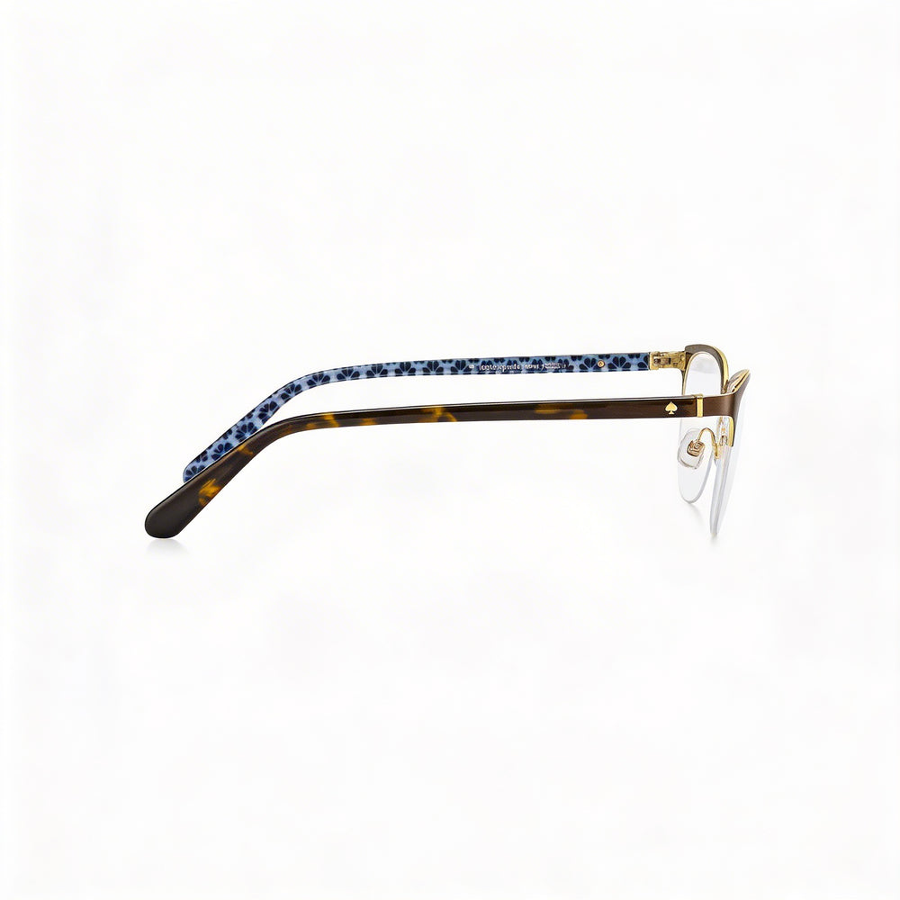 Kate Spade New York Women's Eyeglasses Rectangular Half-Rim Stainless Steel & Acetate Brown 50mm Lens Width