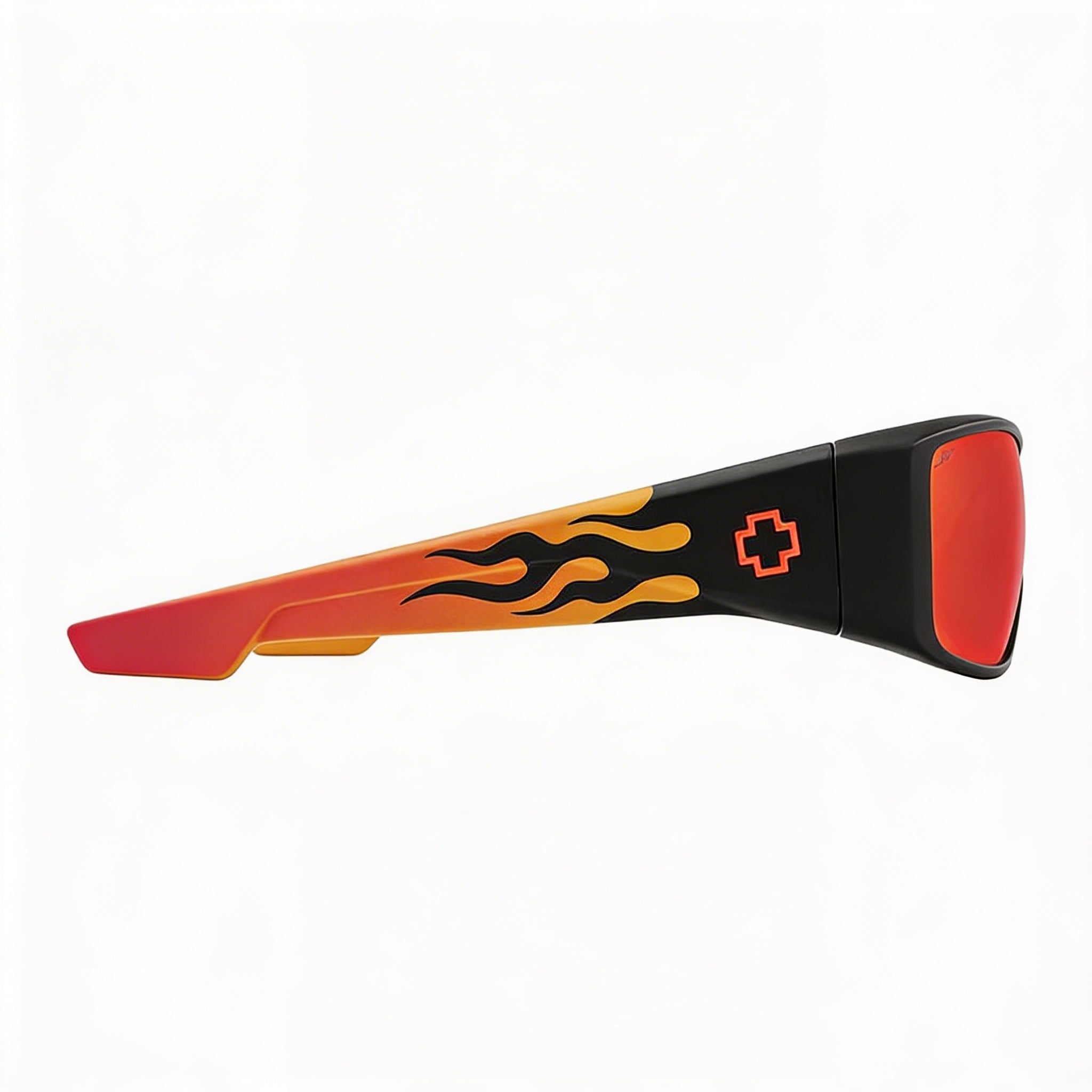 Spy Casual Unisex Plástico Negro Mate Llamas Naranjas Lentes Espejados Verdes Grises Rojos 61mm, Photo 3