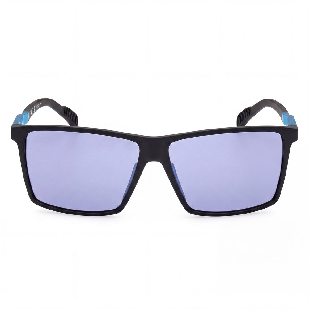 Adidas Comtemporary Men's Matte Black Blue Polycarbonate UV Protected Non-Polarized Sunglasses 135mm