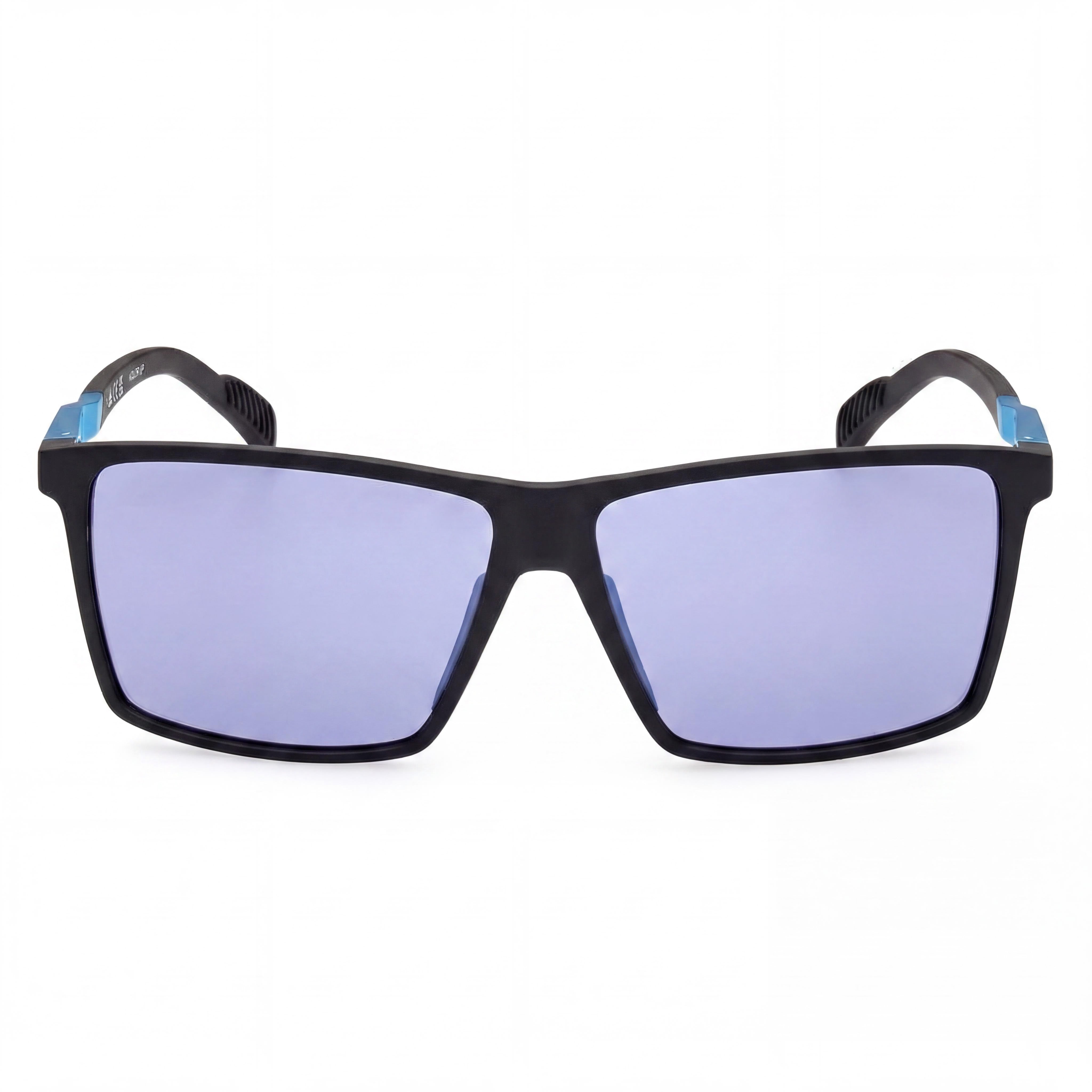 Adidas Comtemporary Men's Matte Black Blue Polycarbonate UV Protected Non-Polarized Sunglasses 135mm, Photo 2