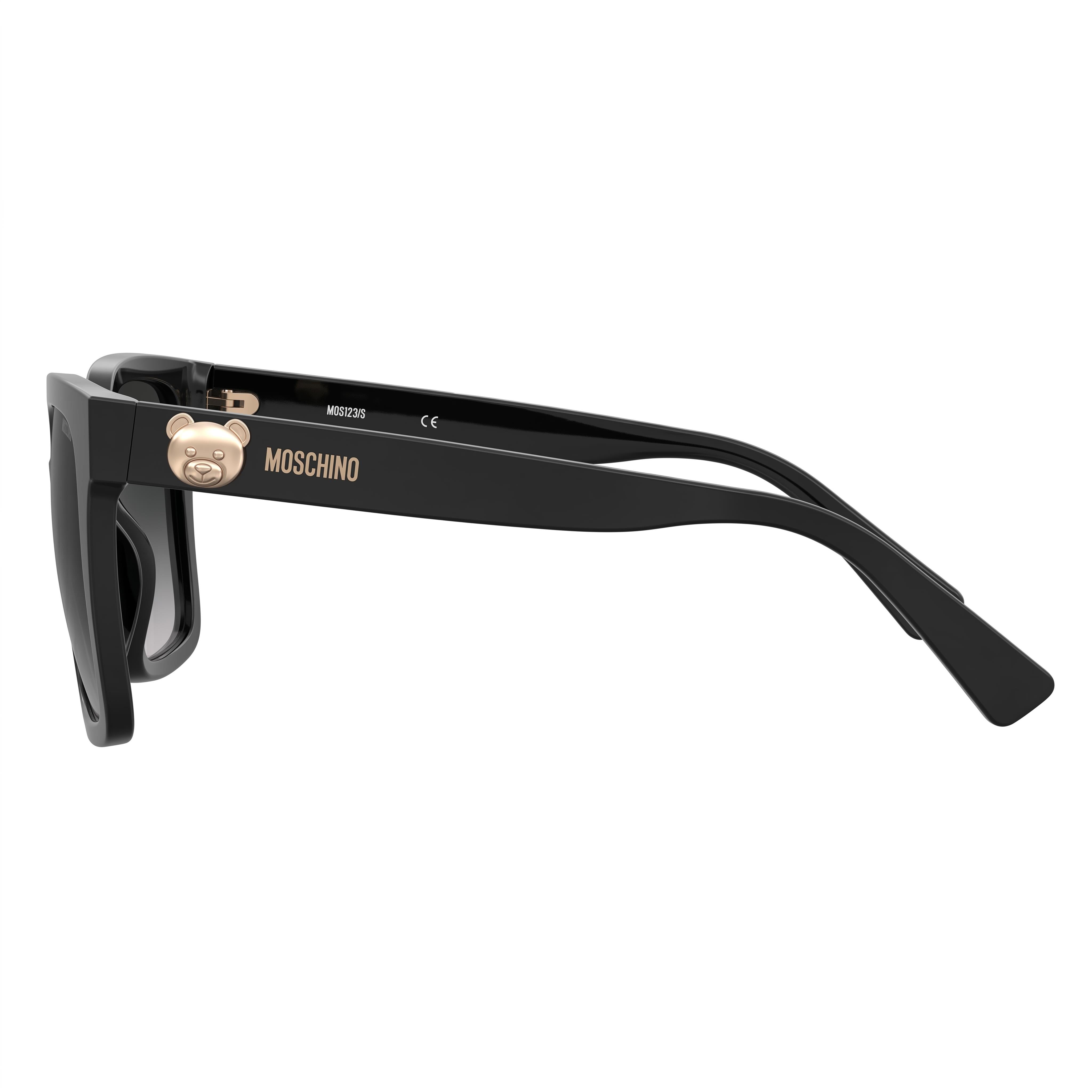 Moschino Mos123/S Women's Acetate Sunglasses, Black Frame with Dark Grey Shaded Lenses, 100% UV Protection, Size 55-18-140, Photo 3