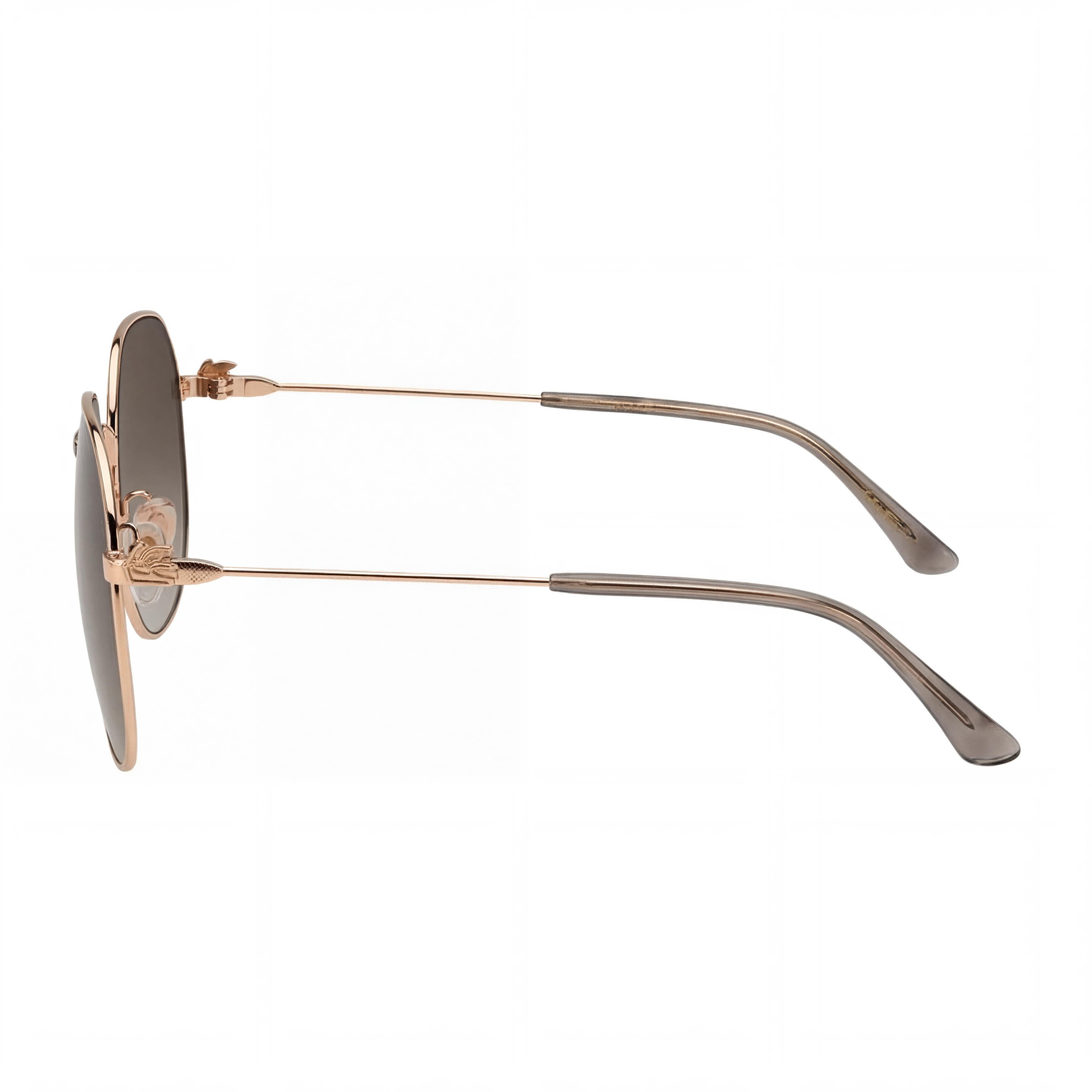 Gafas de sol Etro minimalistas para mujer con montura metálica Oro Cobre Lente burdeos naranja Ancho 60 mm, Photo 3