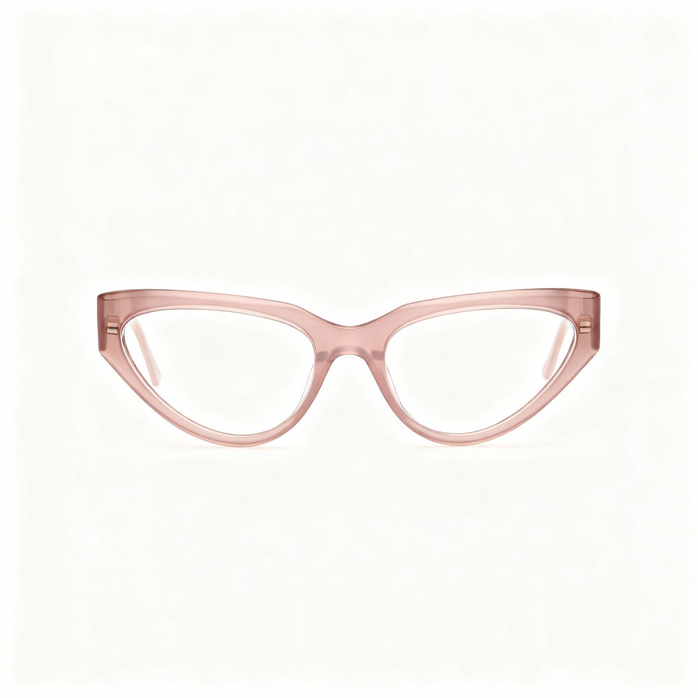 Gafas ópticas GUESS Gu50113 de plástico monocolor beige con diseño de ojo de gato para mujer, 53-18-145