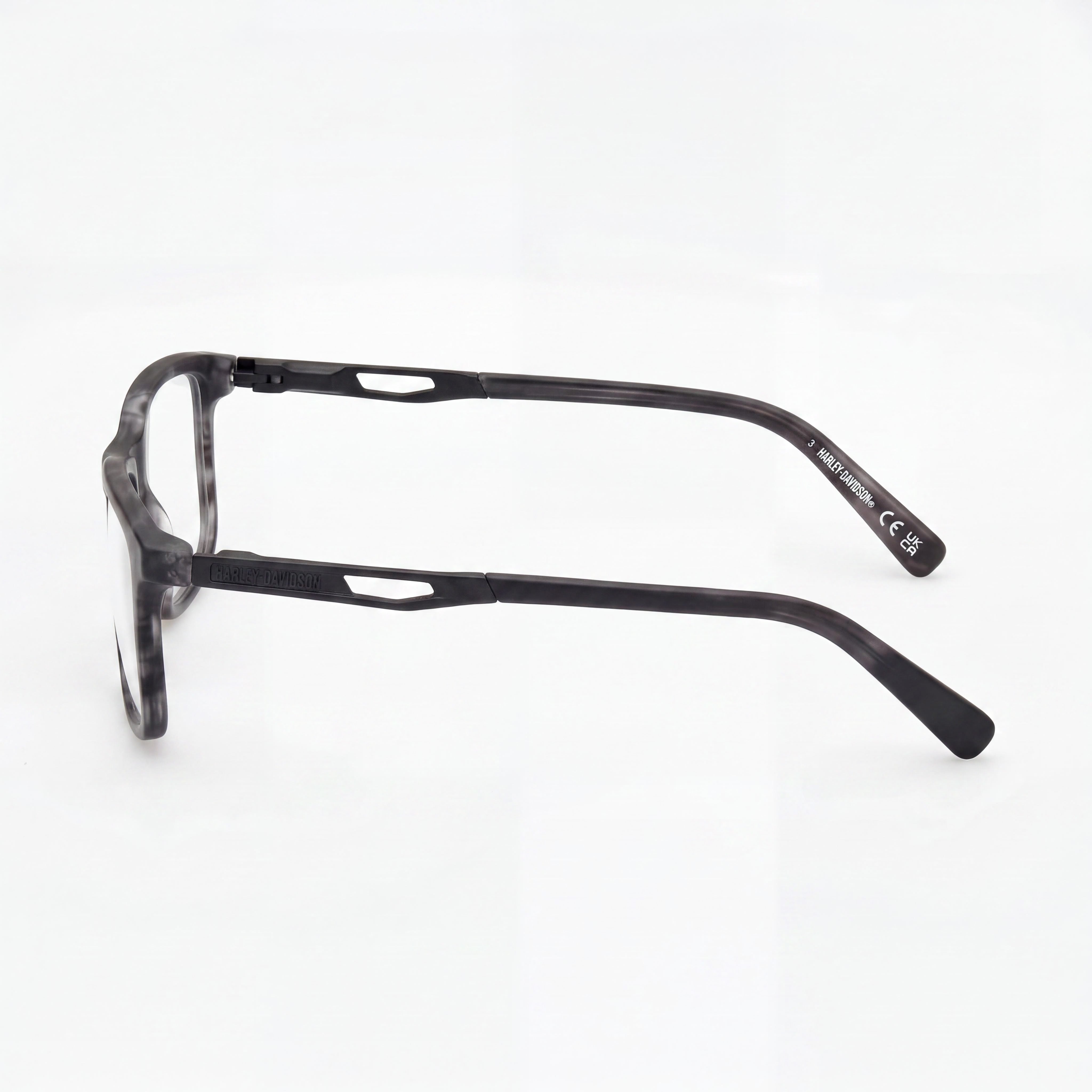 Gafas Harley-Davidson clásicas para hombre con montura de plástico gris tipo cuerno y lentes de policarbonato multicolor 57mm, Photo 3