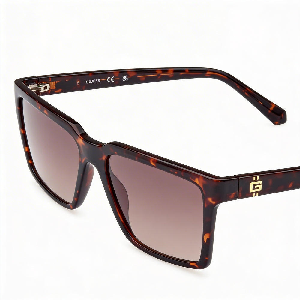 GUESS Unisex Square Full Rim Polarized UV Protection Sunglasses Dark Havana Brown Composite Frame Plastic Lens 145mm