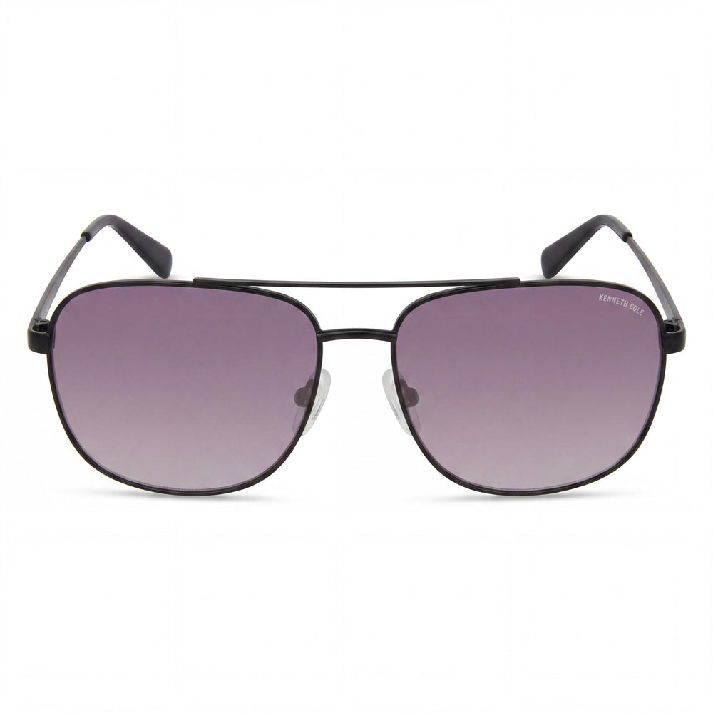 Gafas de sol Kenneth Cole New York Kc5901b para mujer, de metal, no polarizadas, con montura negra brillante y lentes ahumadas degradadas, 59 mm