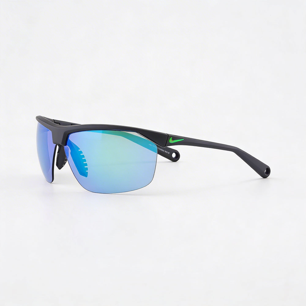 Nike Wayfarers Rubber Frame Matte Black Rage Green Sunglasses Grey Green Mirror Lenses Unisex