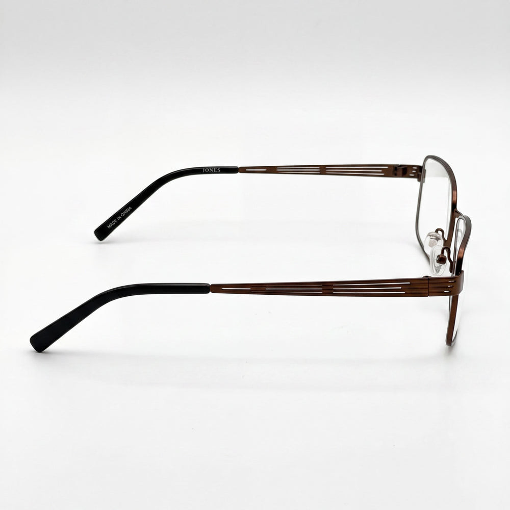 Jones New York Rectangle Fashion Men's Brown Metal Eyeglasses Frame 58mm Lens 19mm Bridge 150mm Temple
