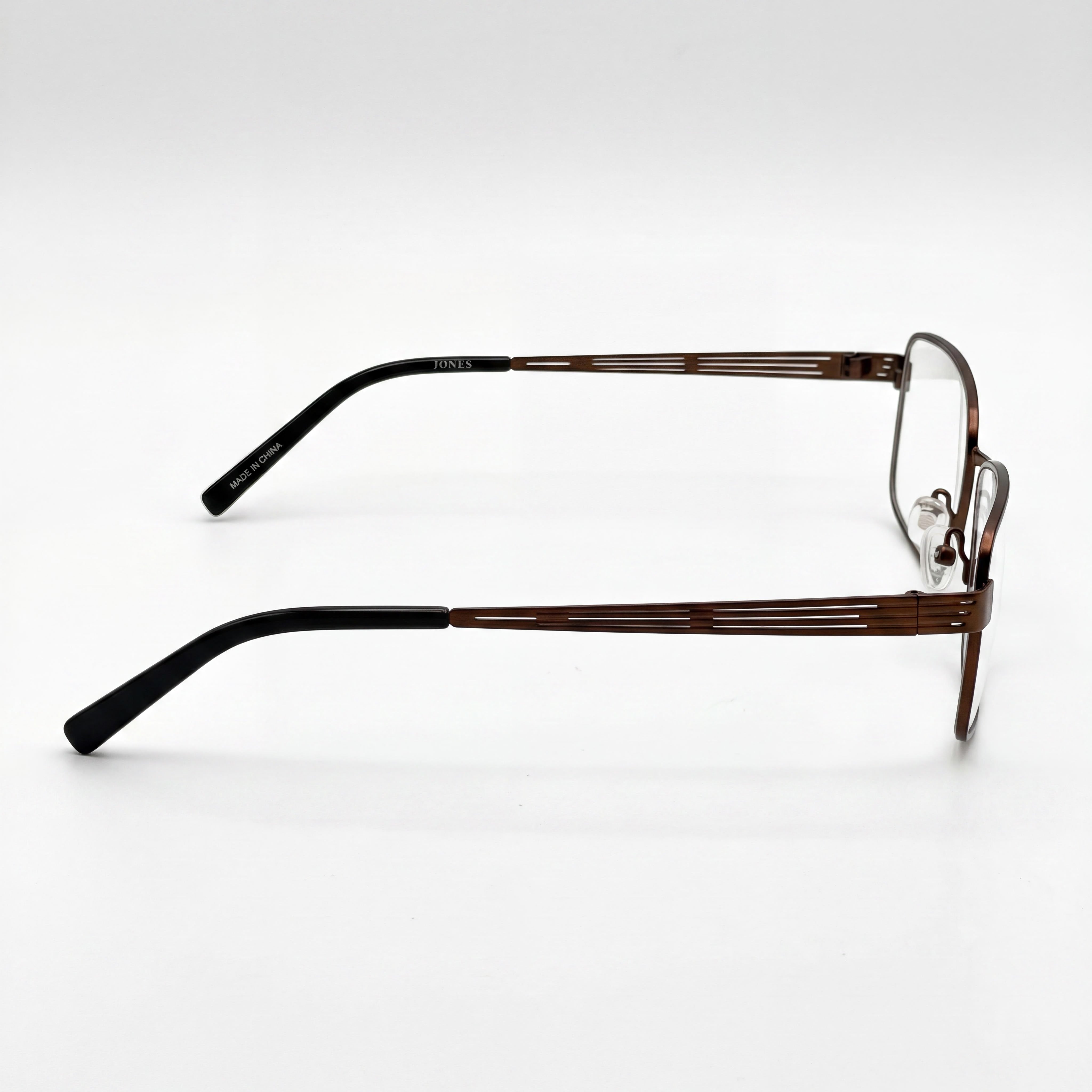 Montura de gafas metálica marrón Jones New York Rectangle Fashion para hombre, lente de 58 mm, puente de 19 mm, patilla de 150 mm, Photo 2