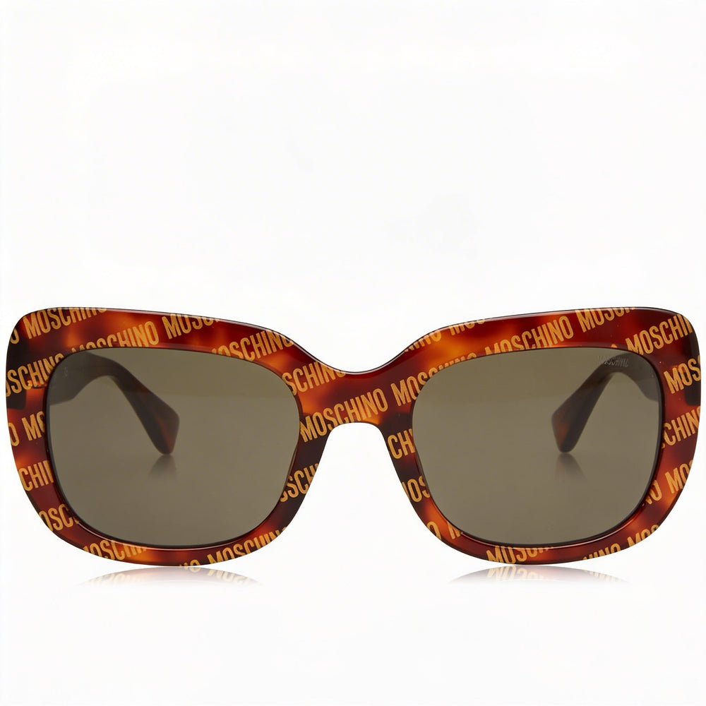 Gafas de sol Moschino MOS132/S para mujer, cuadradas, con diseño Havana, de acetato, con lentes grises, no polarizadas y protección UV, 53 mm