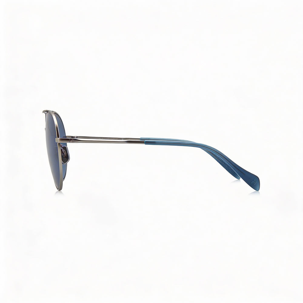 Gafas de sol unisex modernas rag & bone con montura de acero de aleación gris y lentes de policarbonato, 58 mm